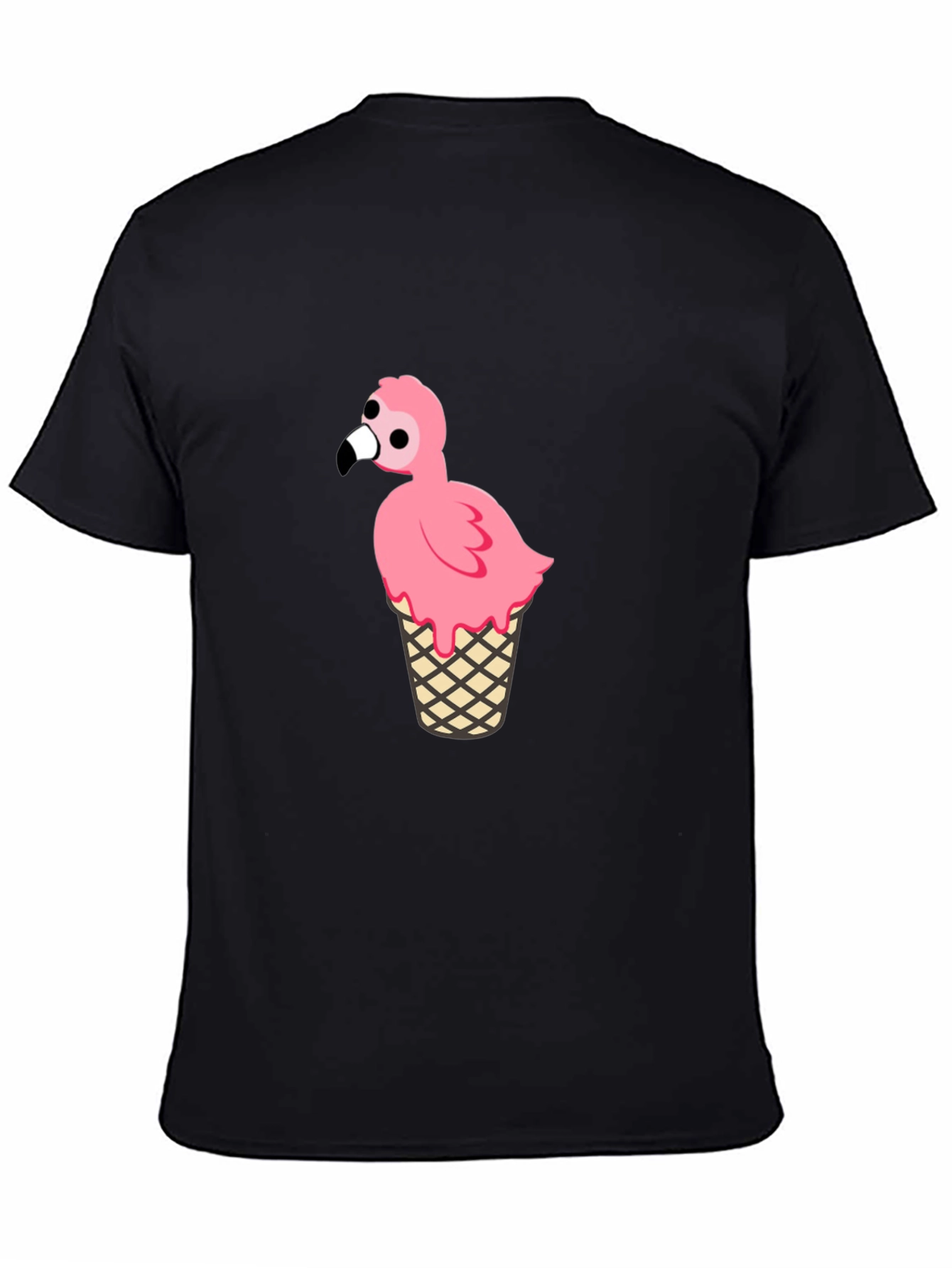 Black Flamingo Ice Cream Cone Graphic Tee view 4
