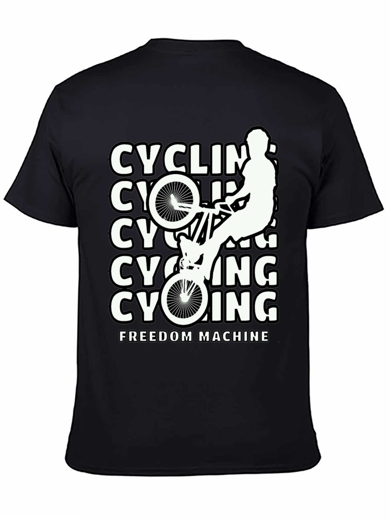 Black Cycling Freedom Machine Black T-Shirt view 4