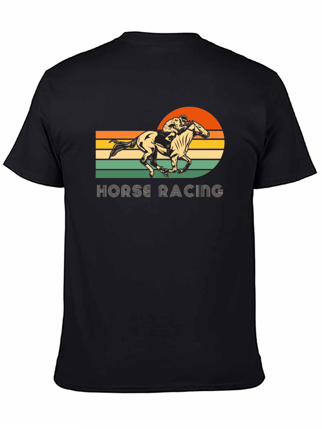 Black Vintage Horse Racing Graphic T-Shirt view 4