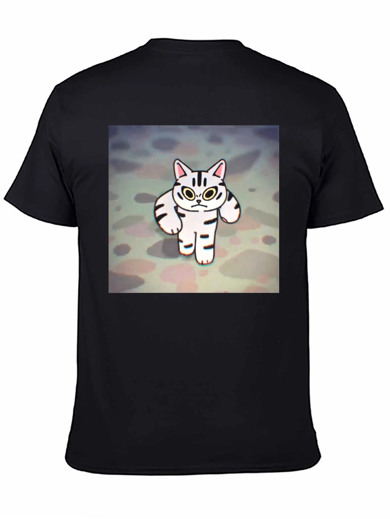Black Funny Cat Graphic Tee - Black Cotton T-Shirt view 4