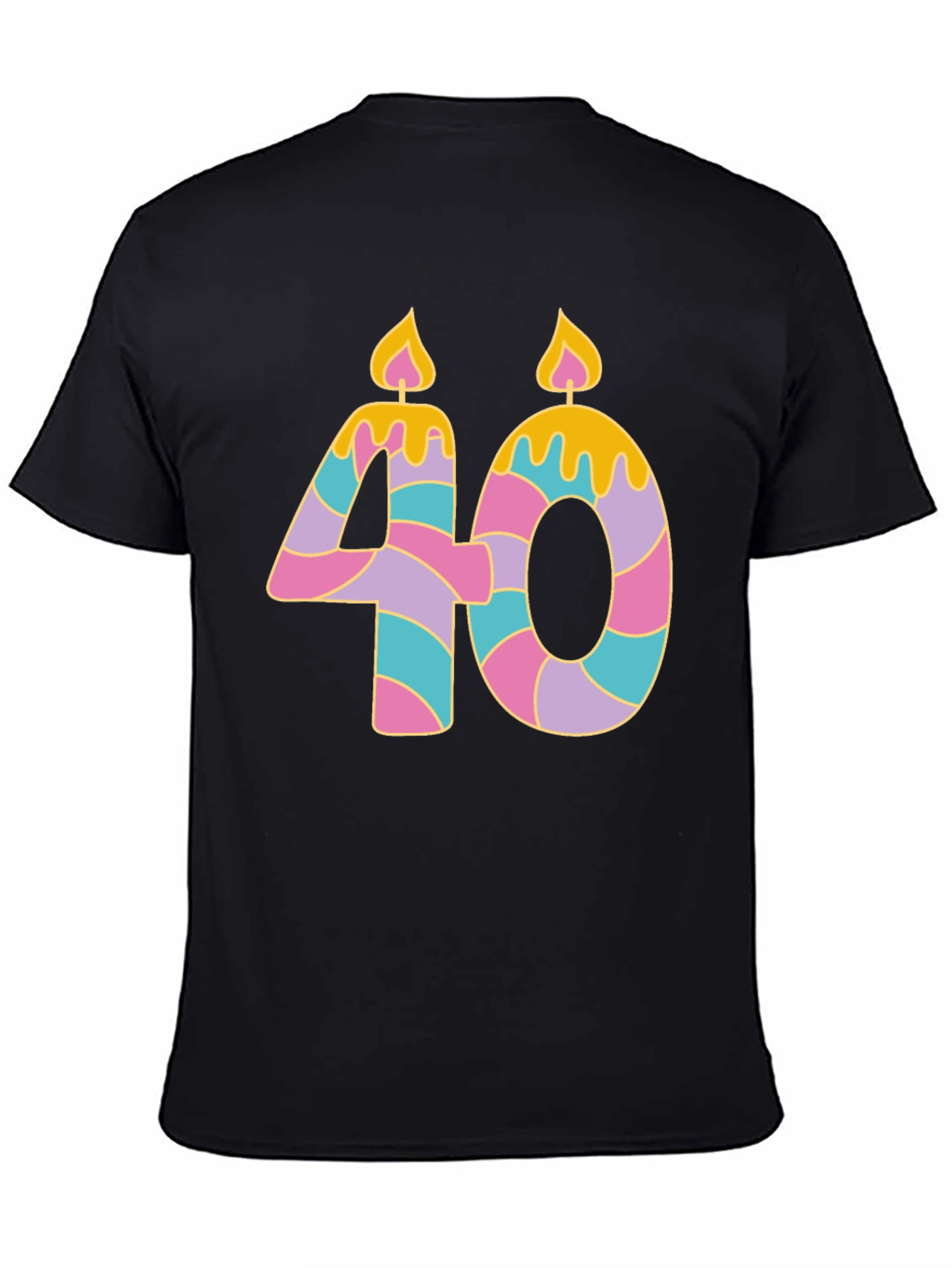 Black Novelty 40th Birthday Candle T-Shirt view 4