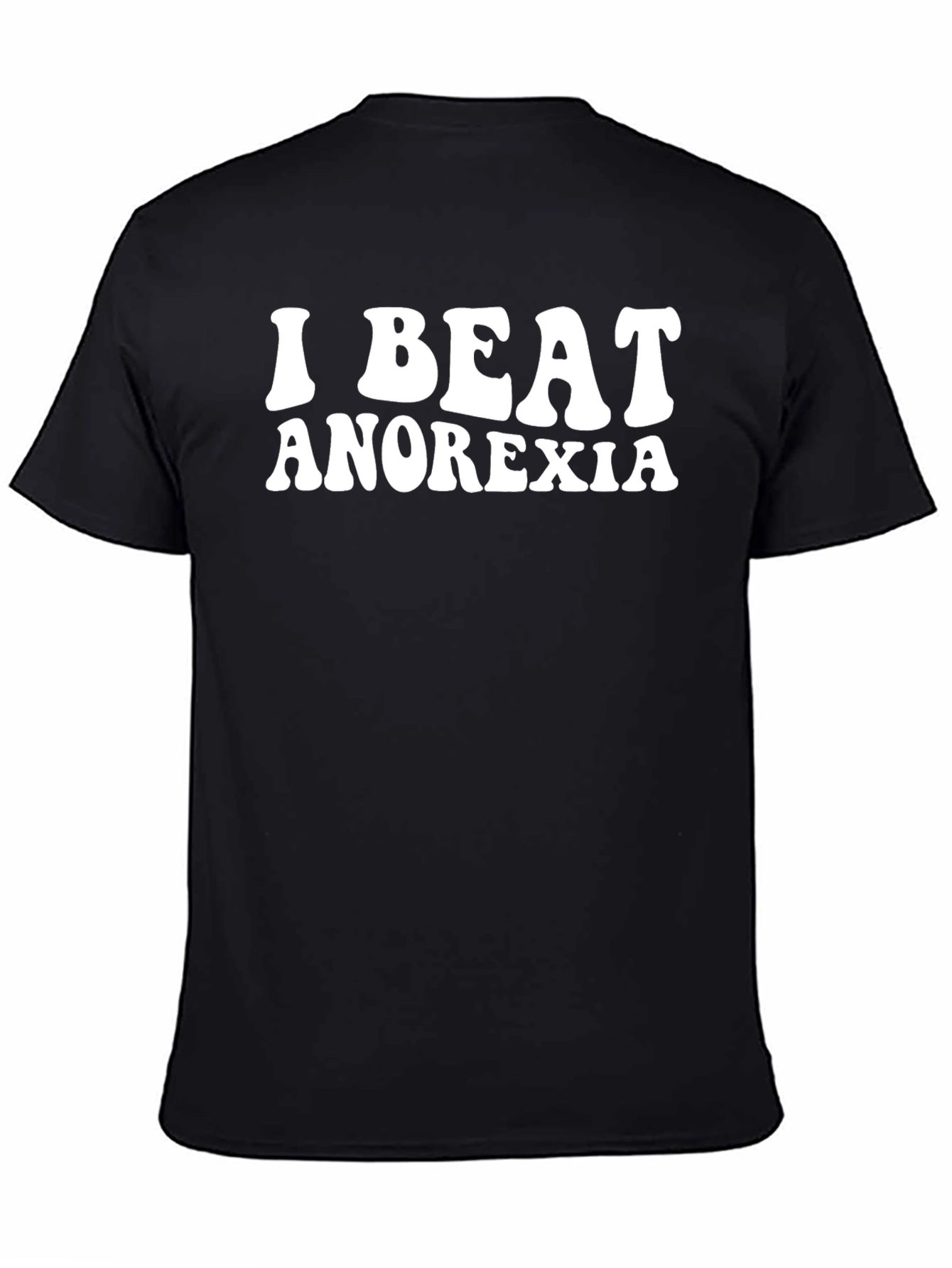 Black I Beat Anorexia Black Cotton Graphic T-Shirt view 4