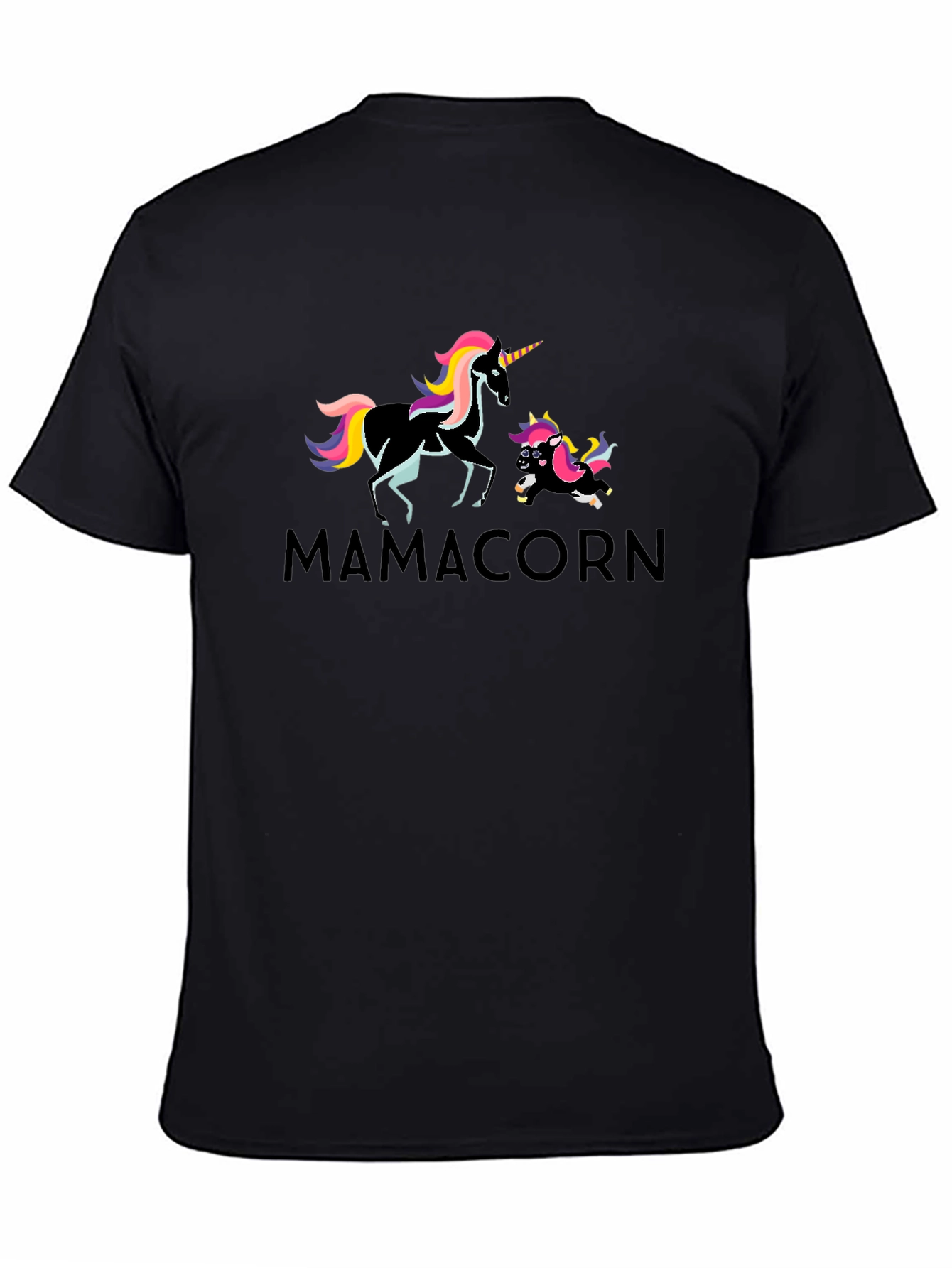 Black MamAcorn Unicorn T-Shirt - Soft Cotton view 4