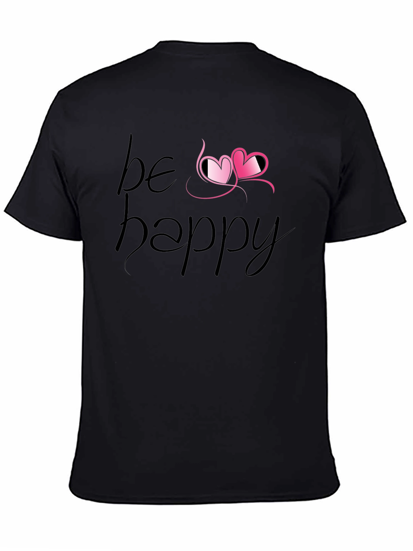 Black Be Happy Heart Tee - Black Graphic T-Shirt view 4