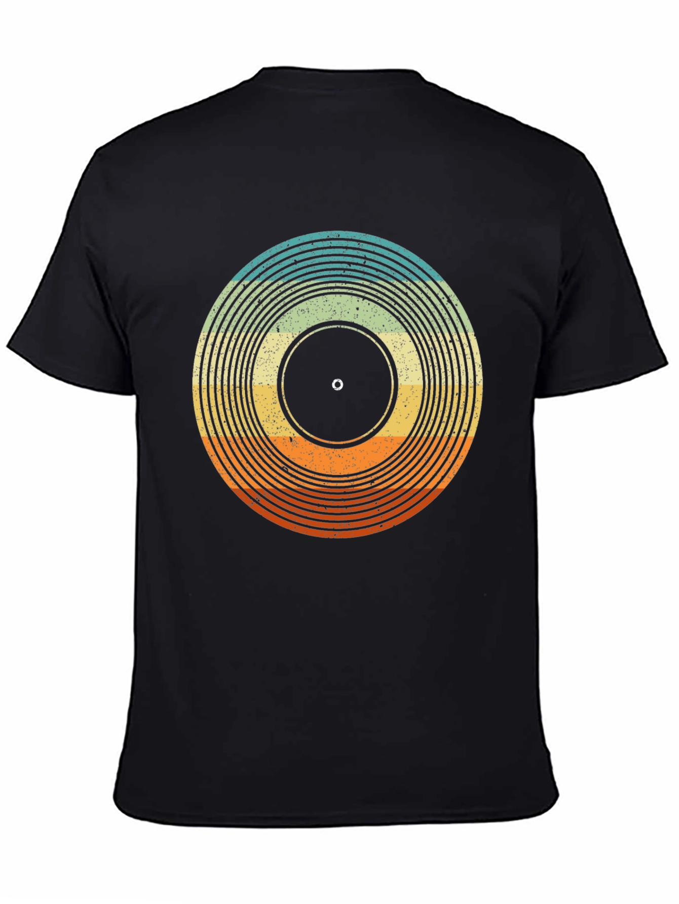 Black Retro Vinyl Record Graphic Tee - Vintage Style Music Lover Shirt view 4