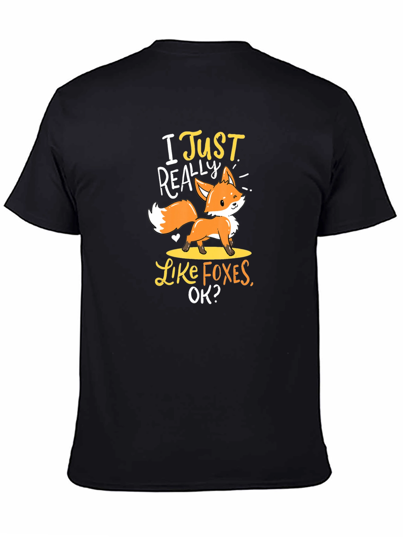 Black I Just Really Like Foxes T-Shirt, Cute Fox Design Tee view 4