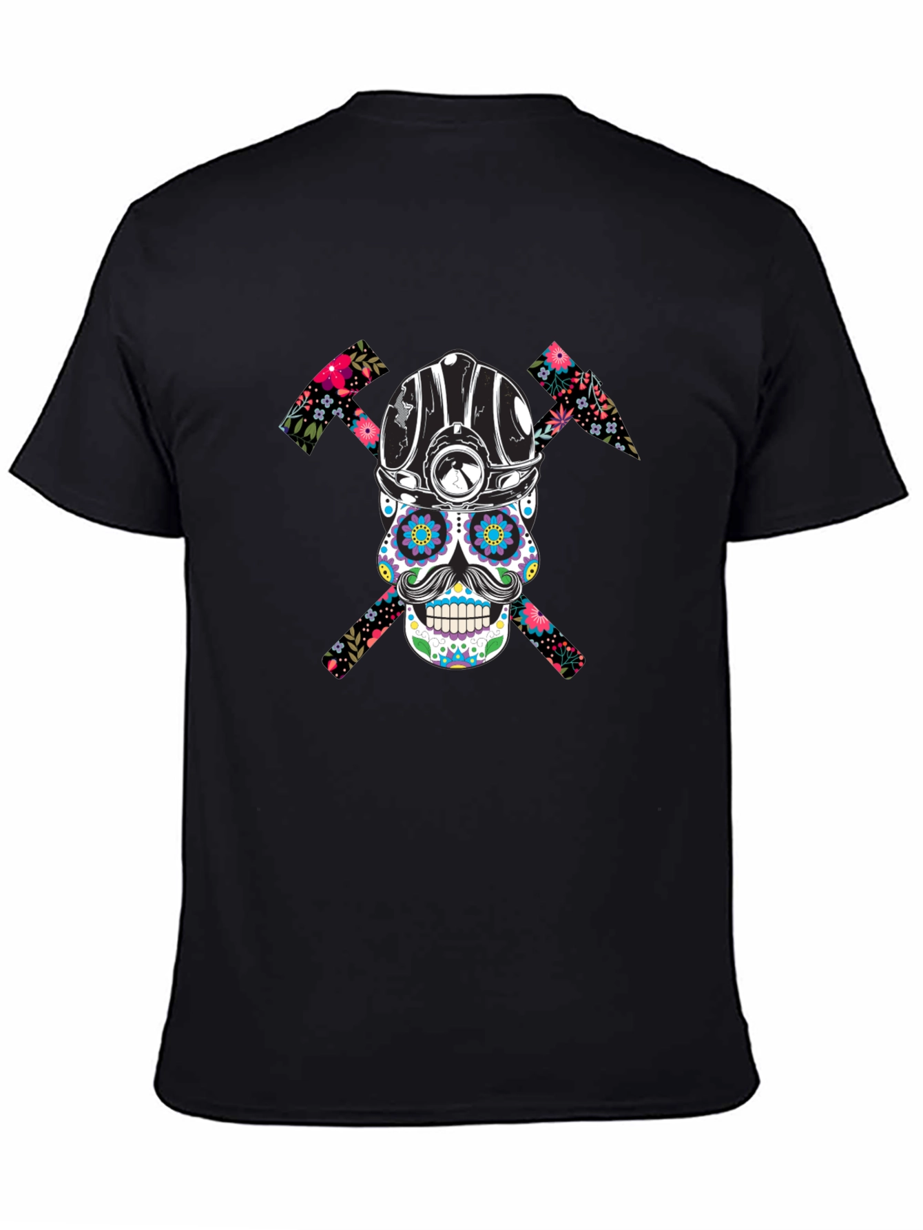 Black Sugar Skull Miner Graphic Tee view 4