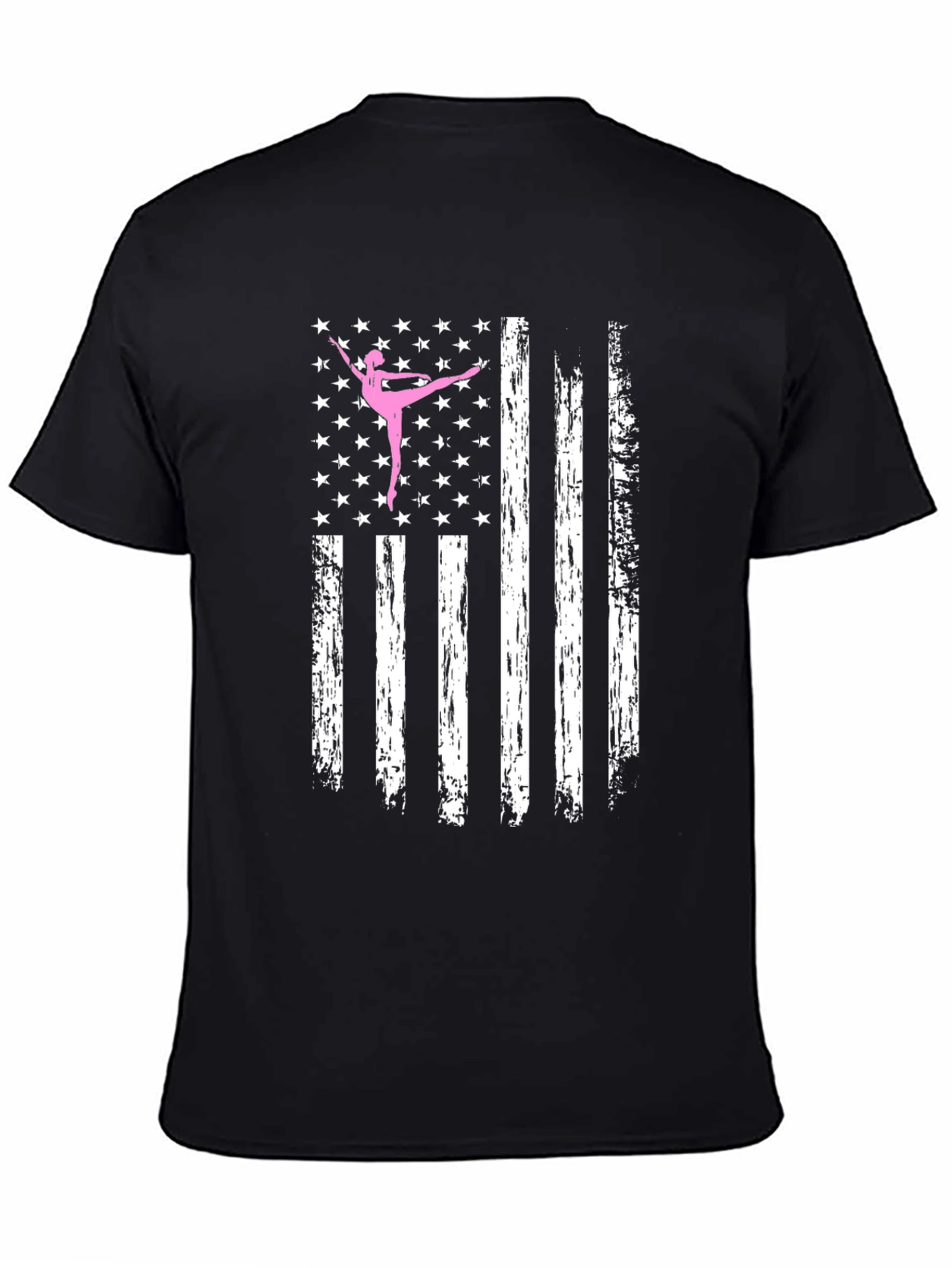 Black Ballet Dancer American Flag Black T-Shirt view 4
