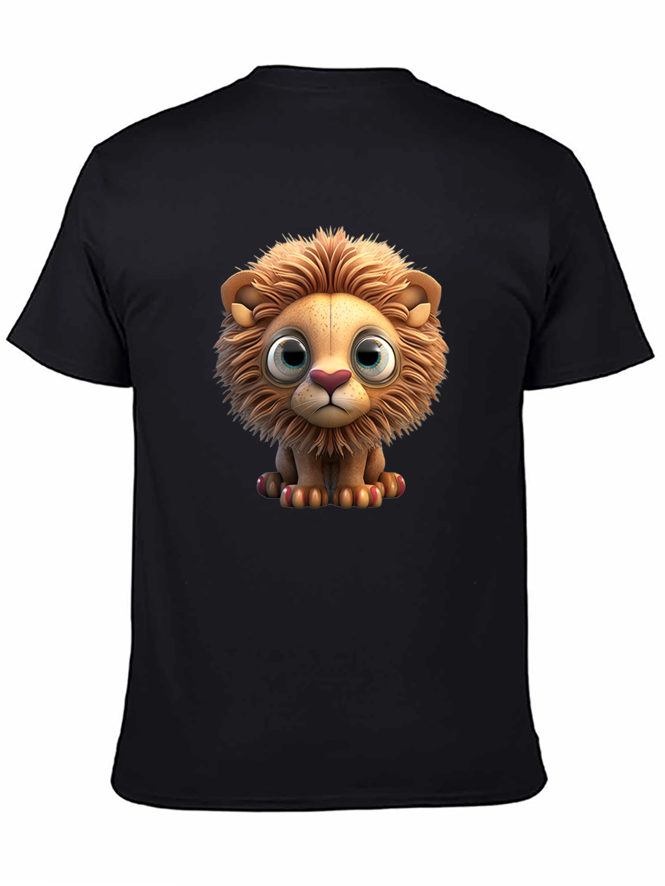 Black Cute Lion Graphic T-Shirt view 4