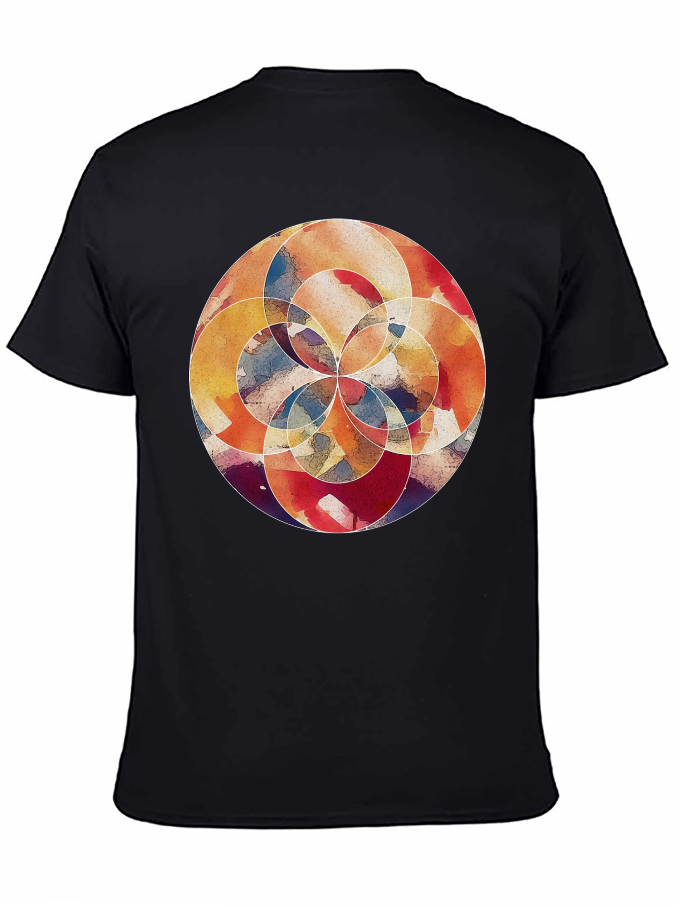 Black Abstract Watercolor Circle Graphic T-Shirt view 4