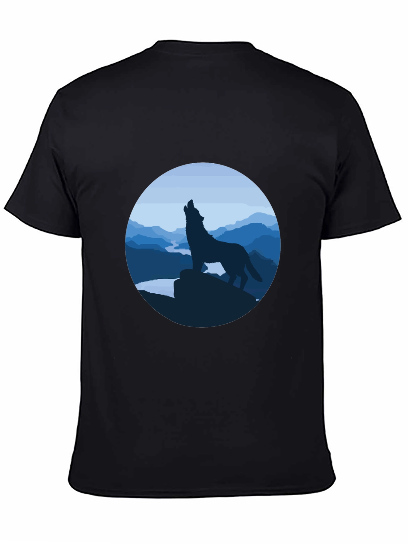 Black Wolf Howling Graphic Tee - Black view 4