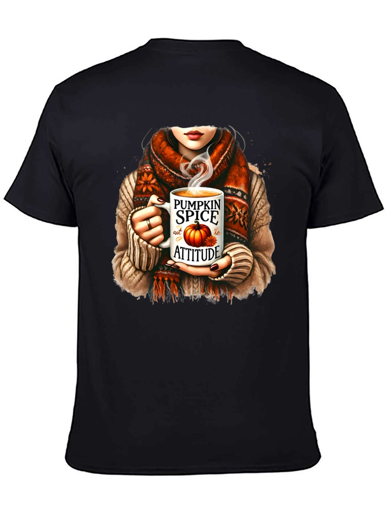 Black Pumpkin Spice Attitude T-Shirt Fall Graphic Tee view 4