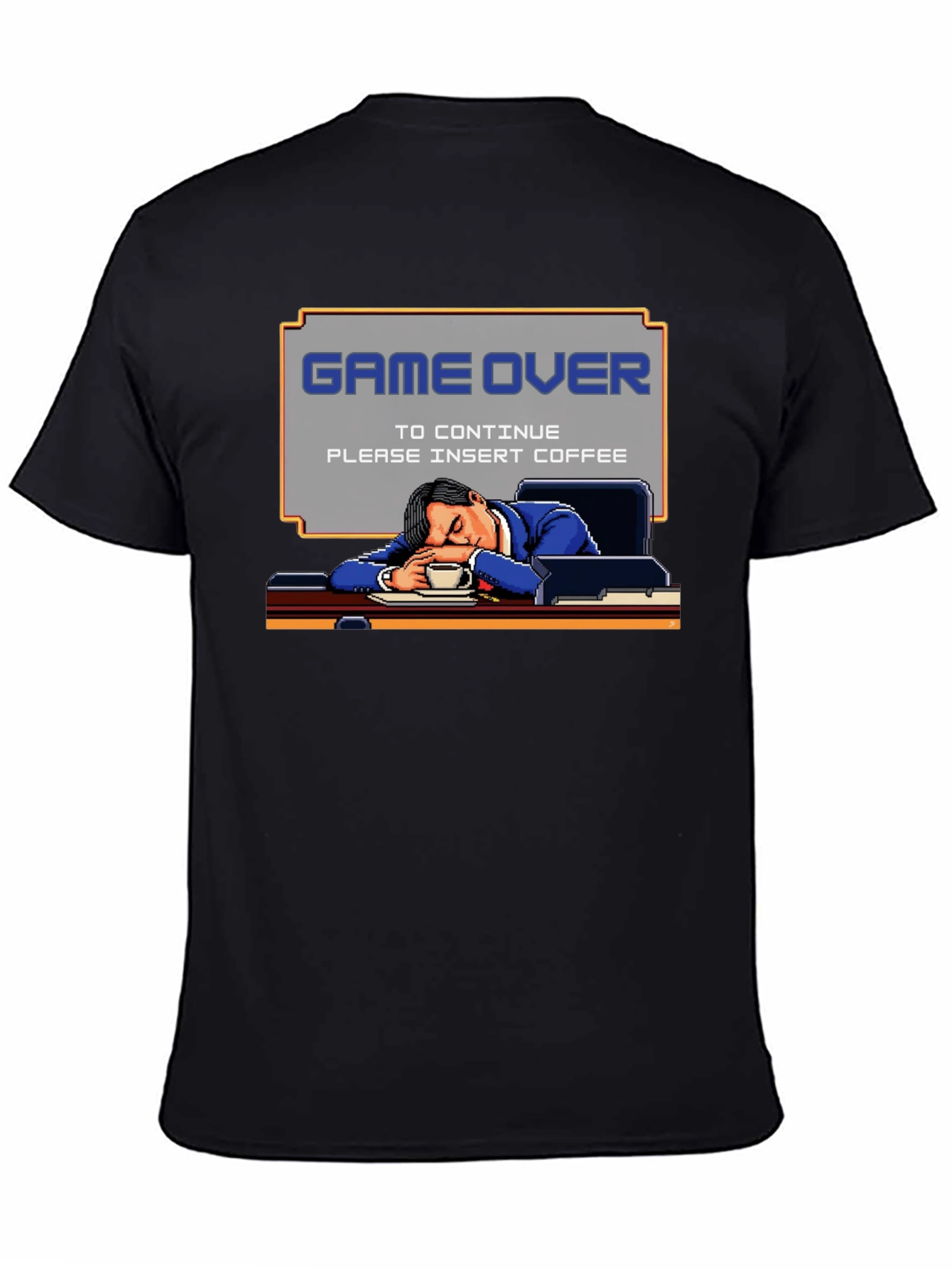 Black Game Over Insert Coffee T-Shirt view 4