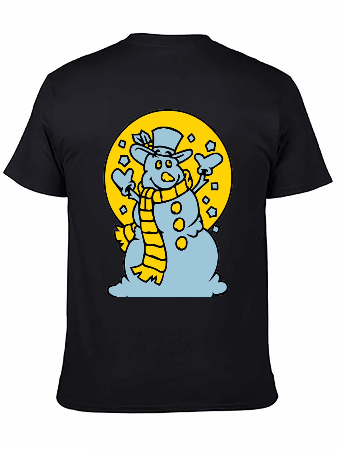Black Snowman T-Shirt: Festive Holiday Apparel view 4