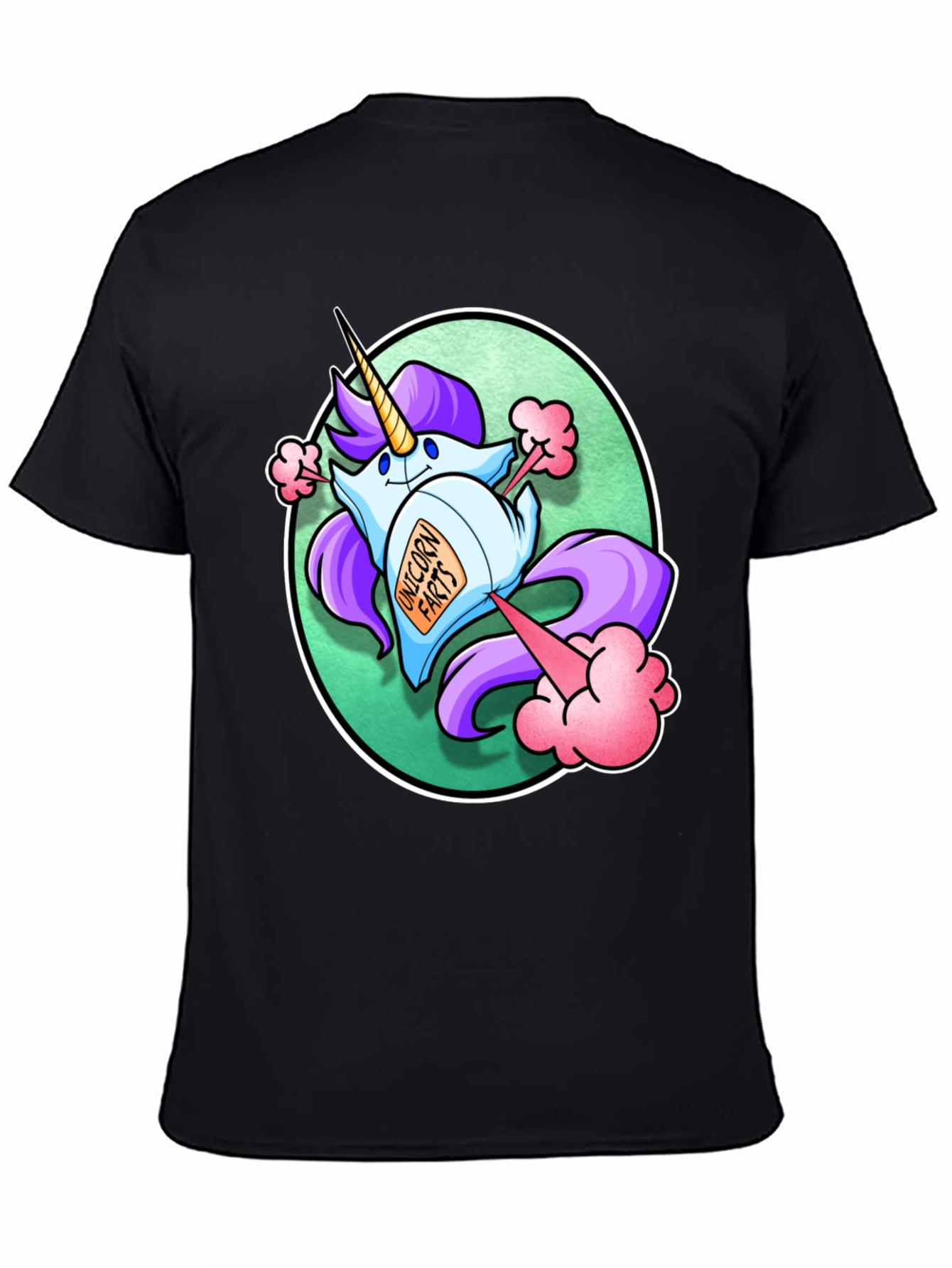 Black Unicorn Farts Graphic T-Shirt view 4