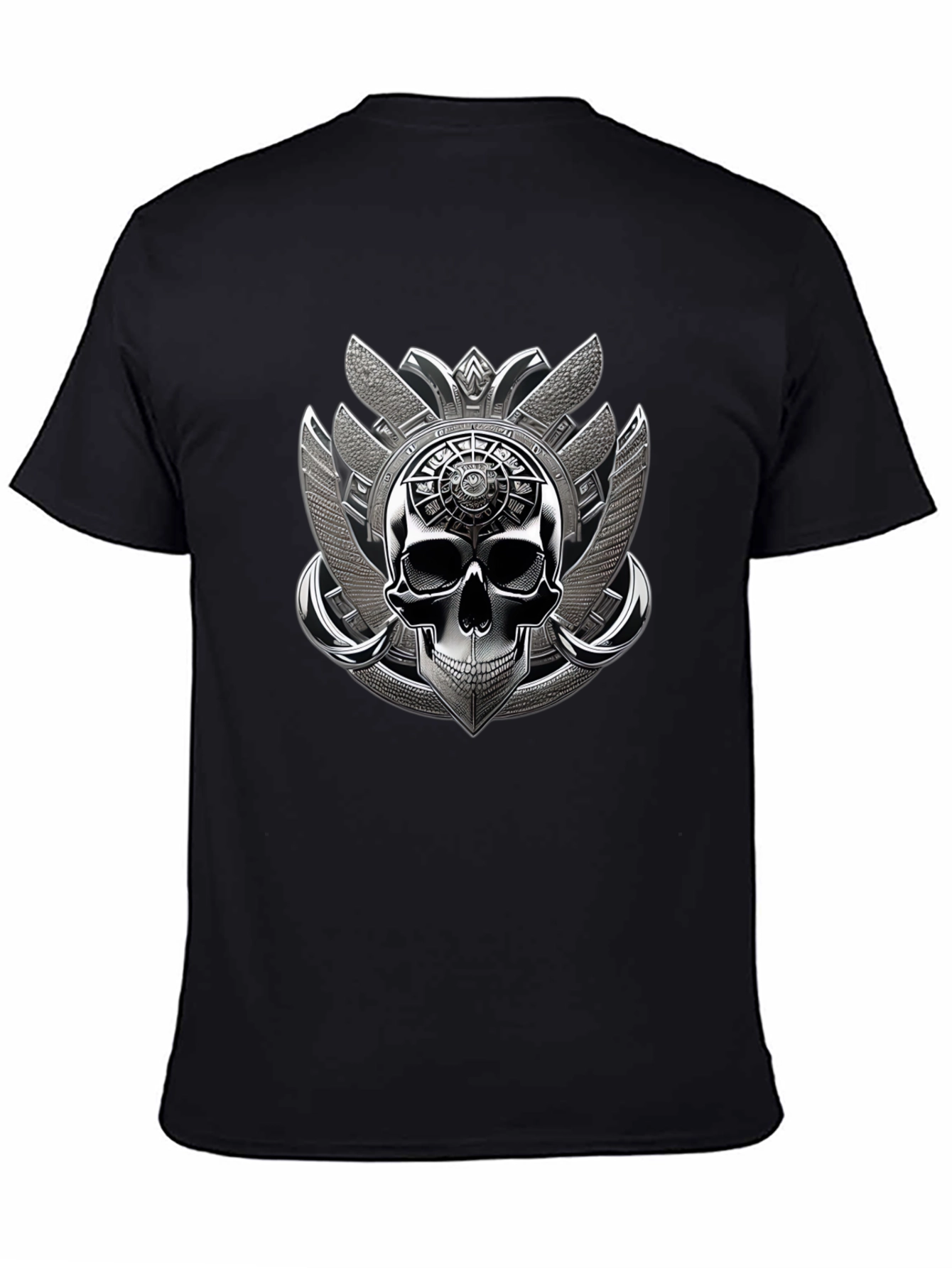Black Skull Emblem Graphic Tee - Black view 4