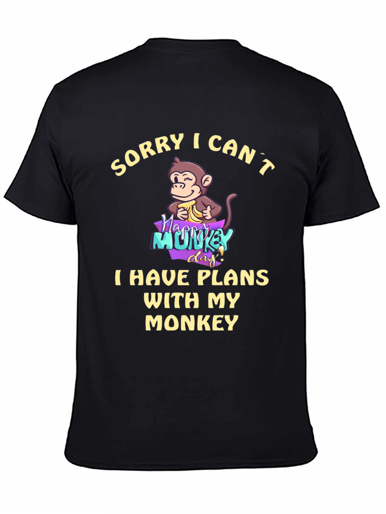 Black Funny Monkey Plans T-Shirt - Soft Cotton Blend view 4