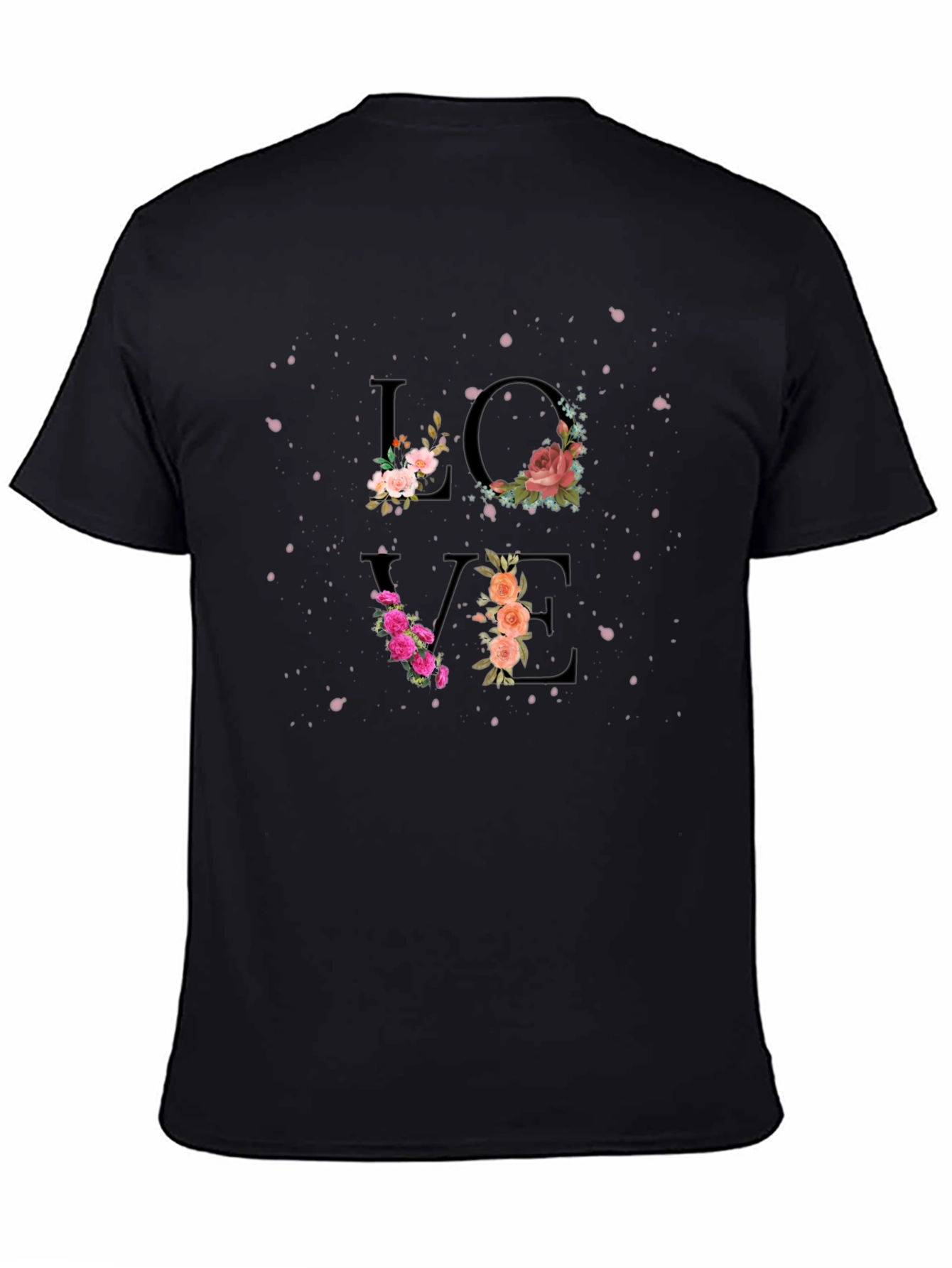 Black Floral Love Graphic Tee - Stylish Black T-Shirt view 4