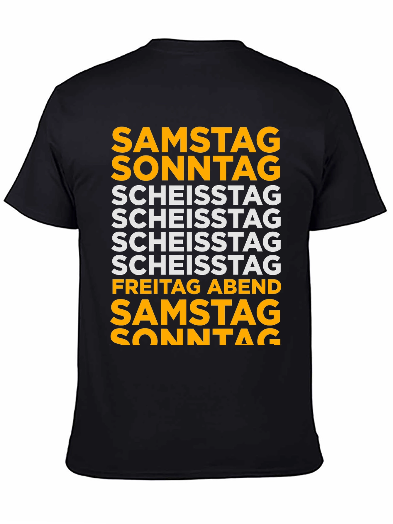 Black Funny German Days of the Week T-Shirt view 4