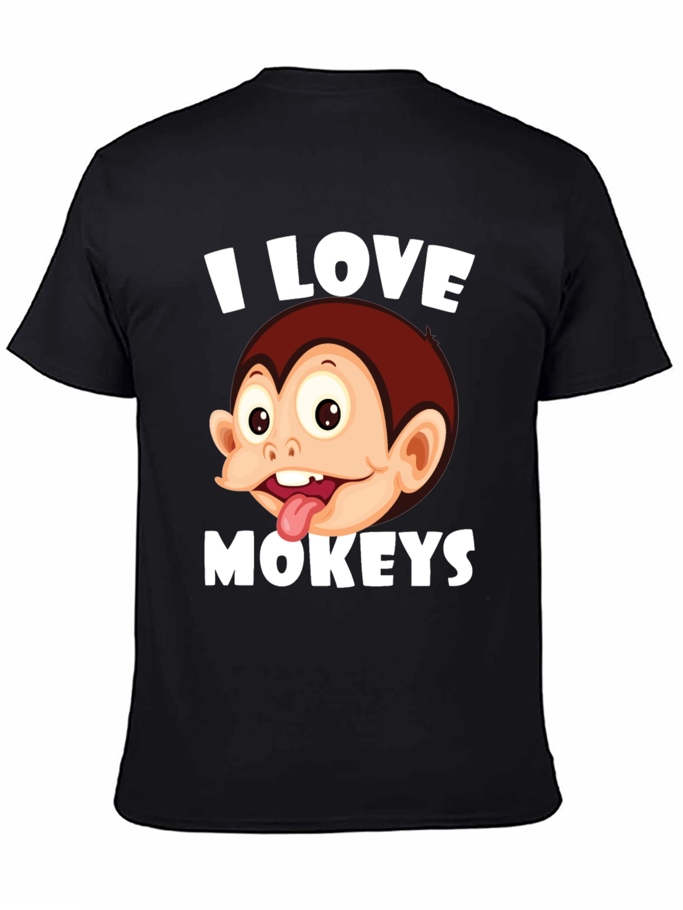 Black I Love Monkeys Graphic Tee - Novelty Design view 4
