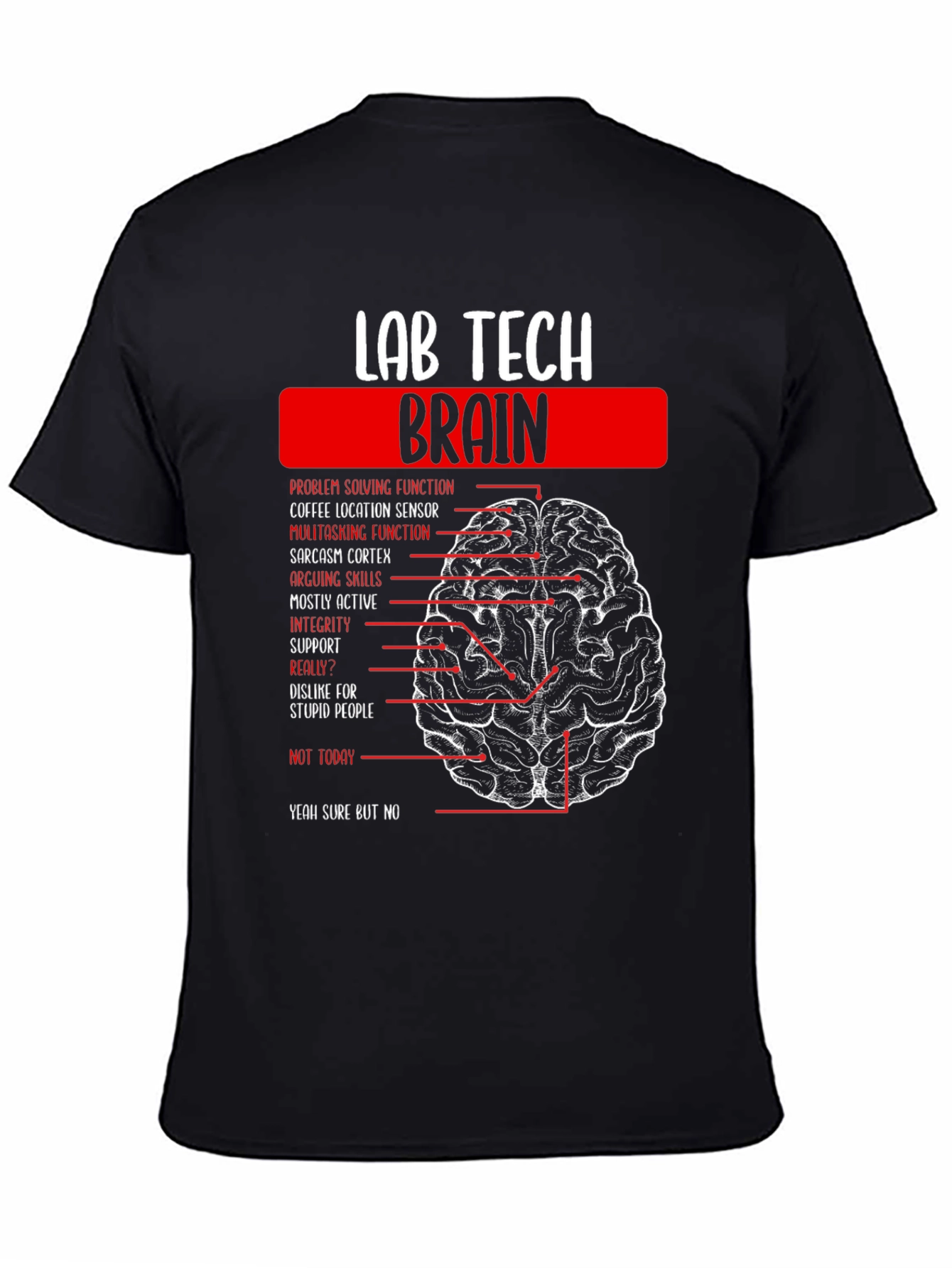 Black Lab Tech Brain Anatomy Graphic Tee -  Black view 4