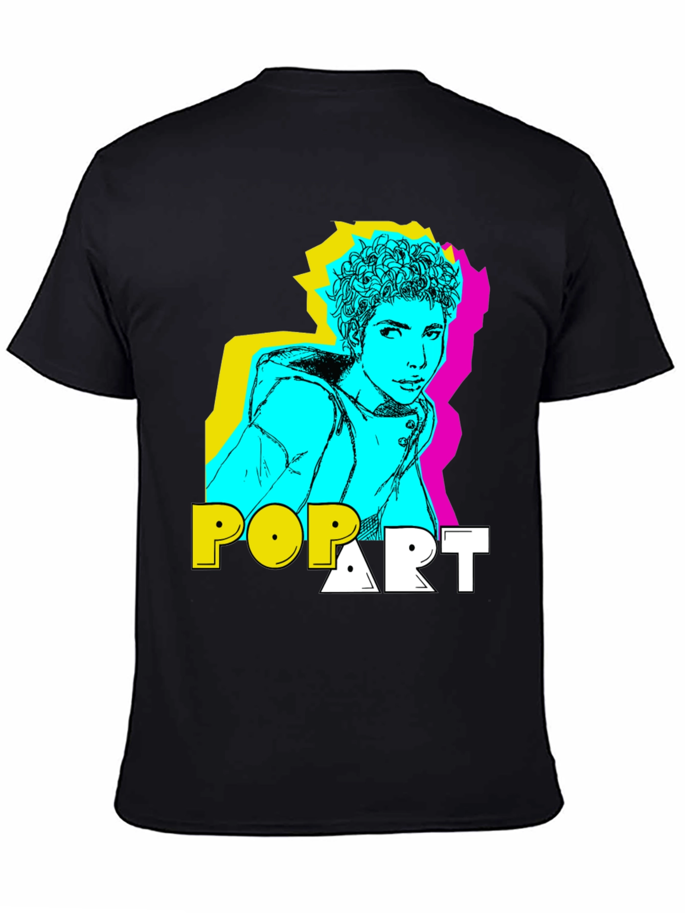 Black Pop Art Style Graphic T-Shirt view 4