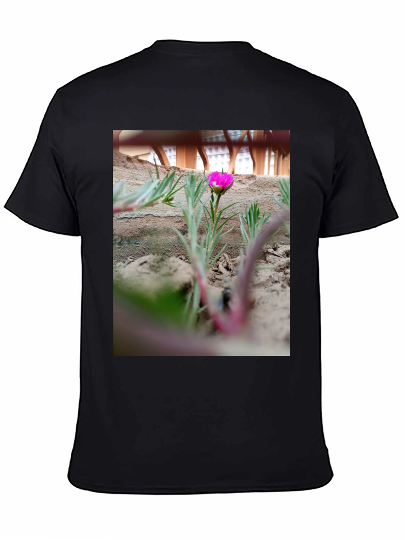 Black Unique Flower Print Black T-Shirt view 4