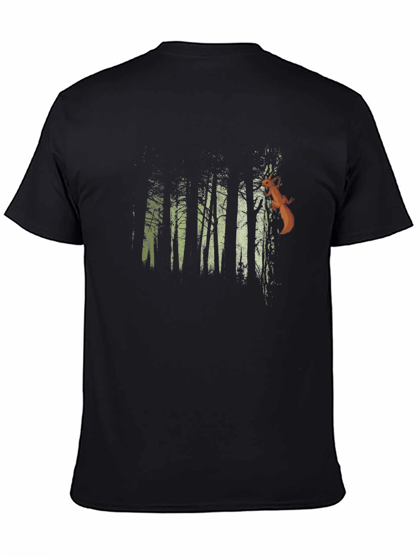 Black Nature Forest Squirrel Graphic T-Shirt view 4