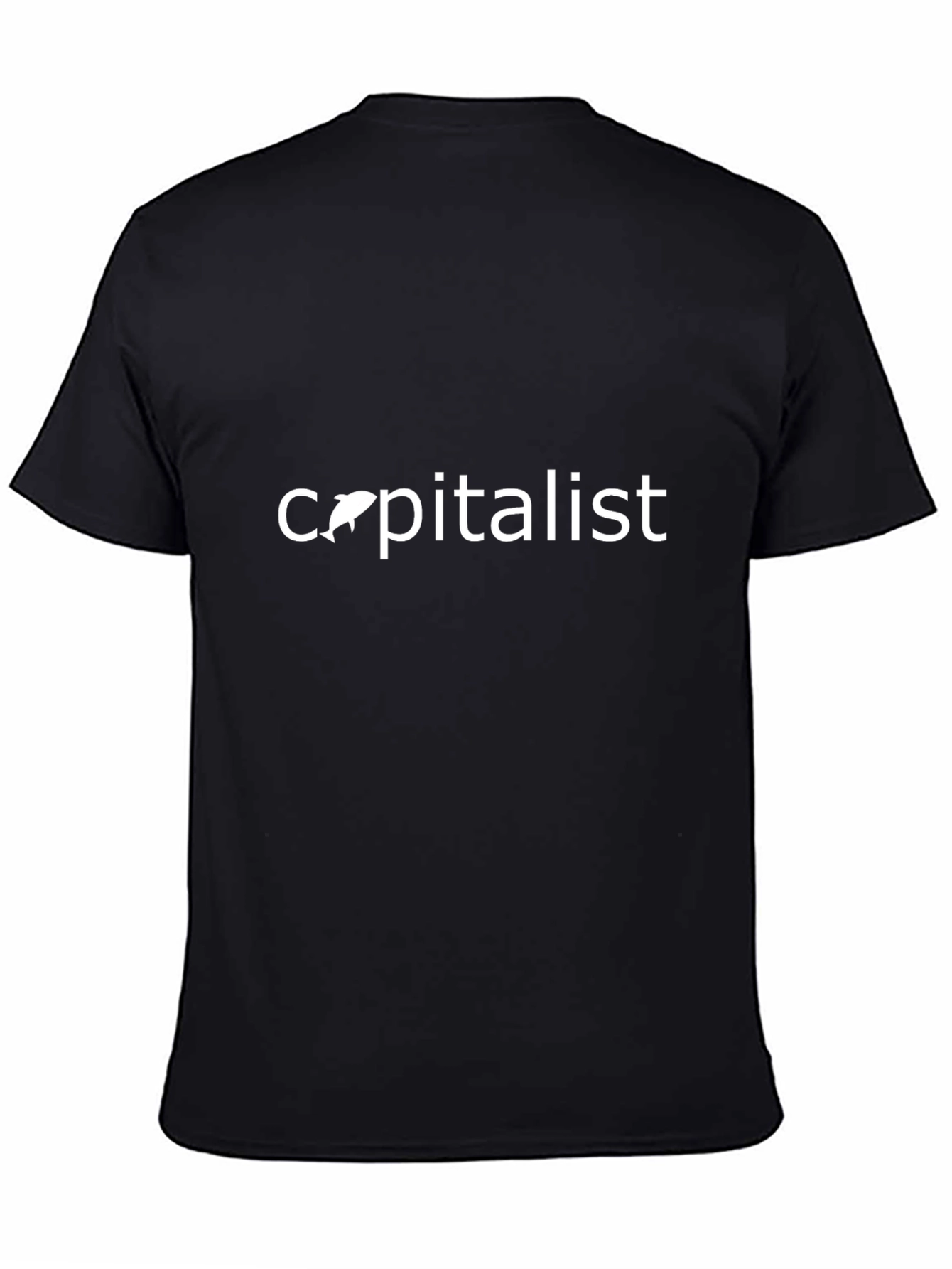 Black Capitalist Dolphin T-Shirt - Black Cotton Tee view 4