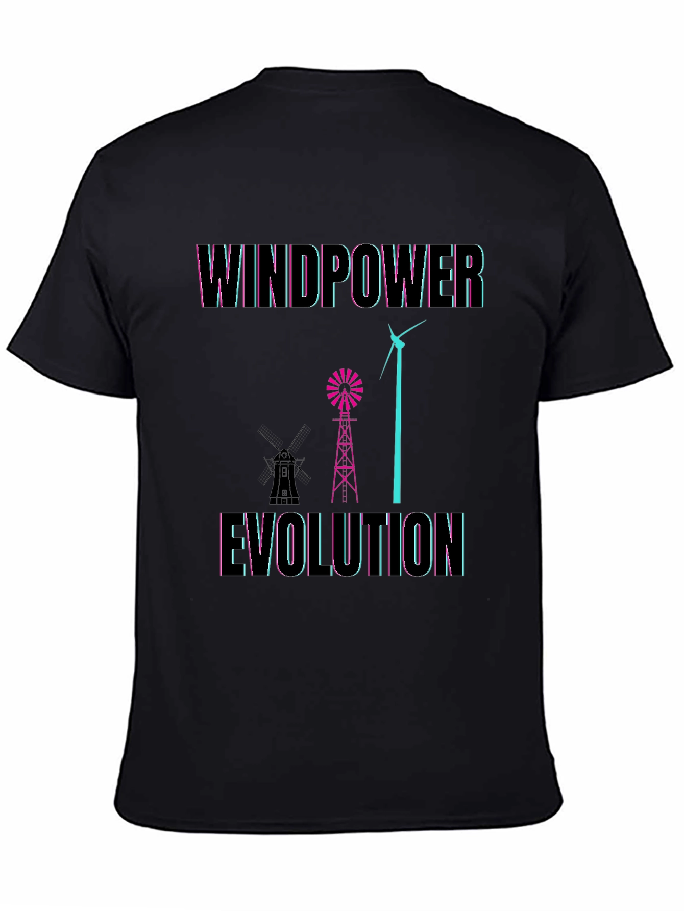 Black Windpower Evolution Graphic Tee - Black Cotton T-Shirt view 4