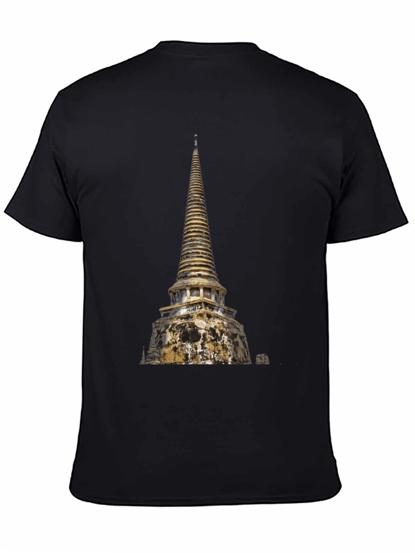 Black Temple Print Black T-Shirt view 4