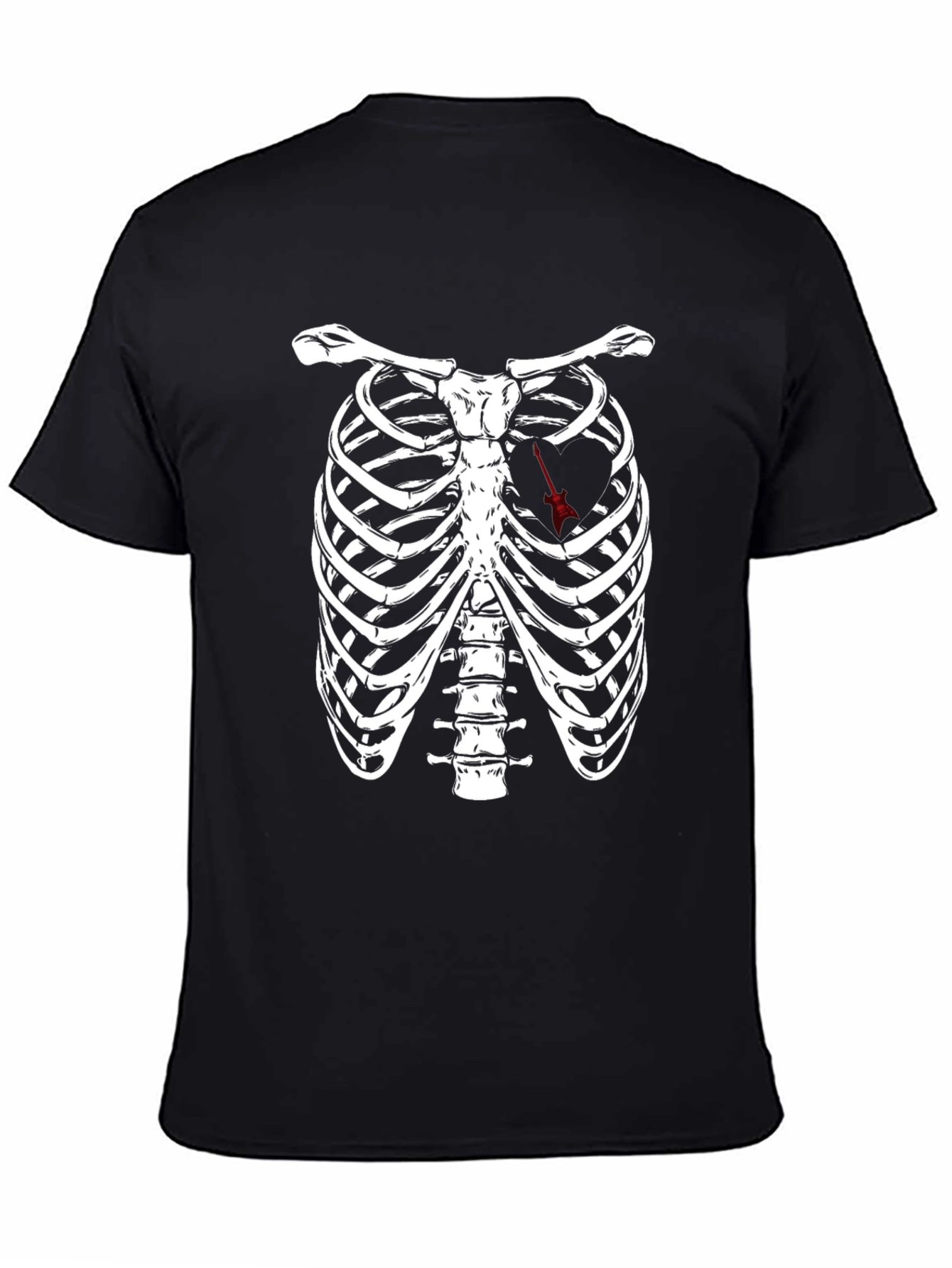 Black Rib Cage Arrow Heart Graphic Tee - Black view 4