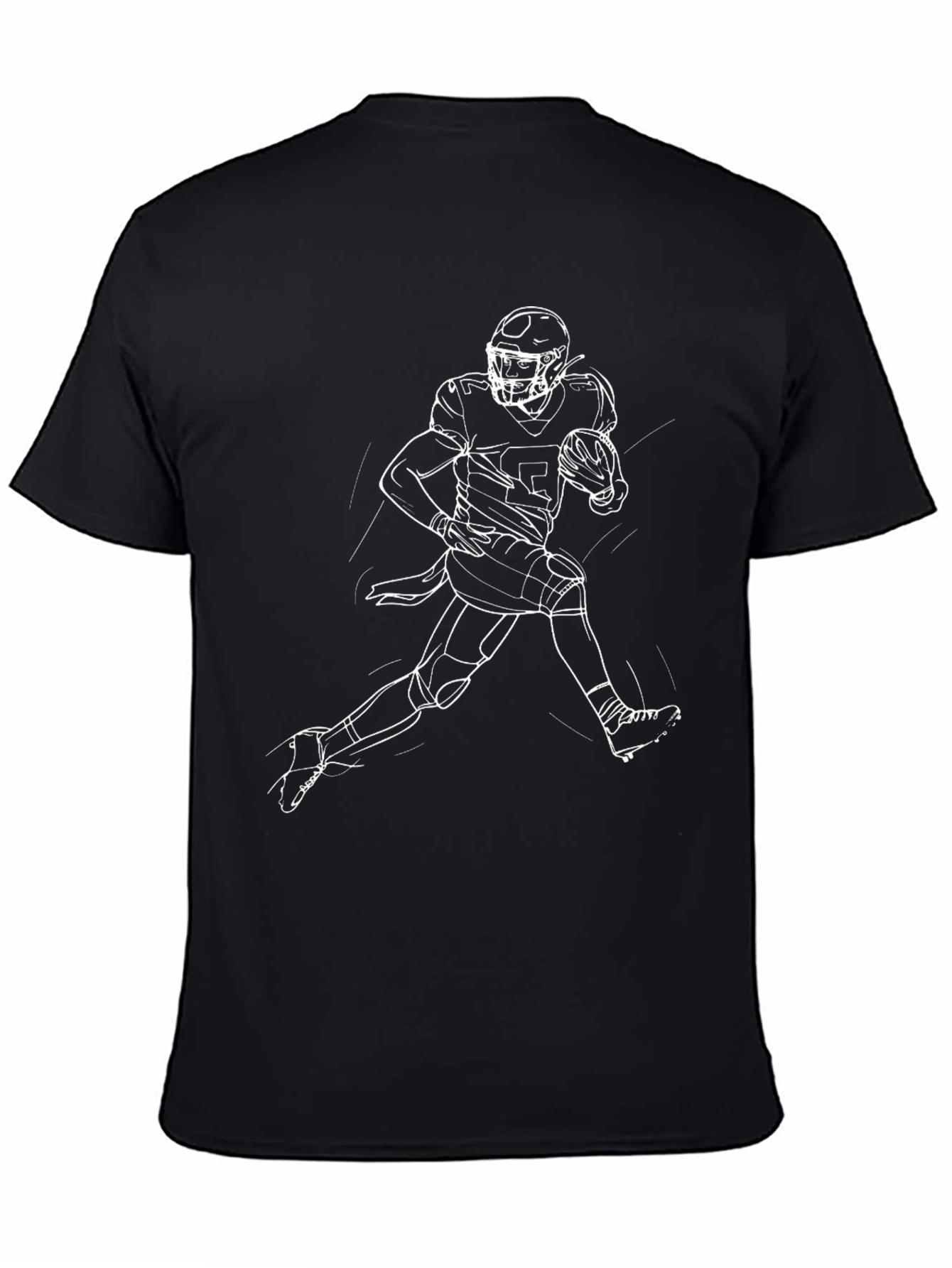 Black Football Player Sketch T-Shirt view 4