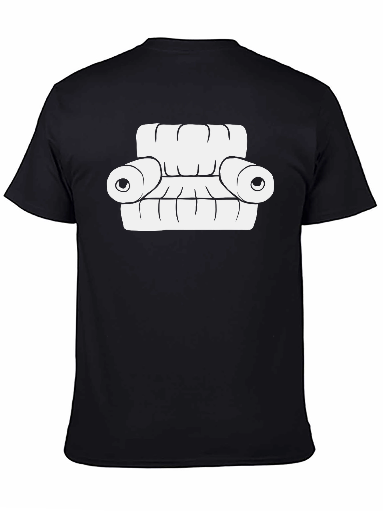 Black Cartoon Couch Graphic Tee - Comfortable Black T-Shirt view 4