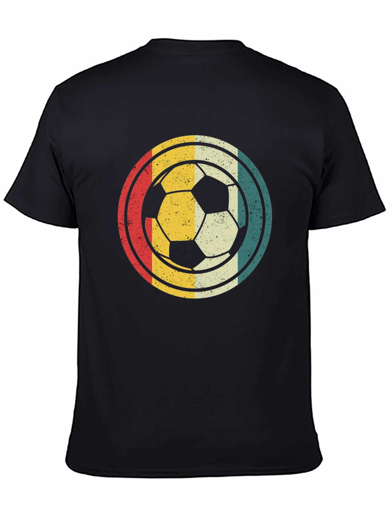 Black Retro Soccer Ball Graphic T-Shirt view 4