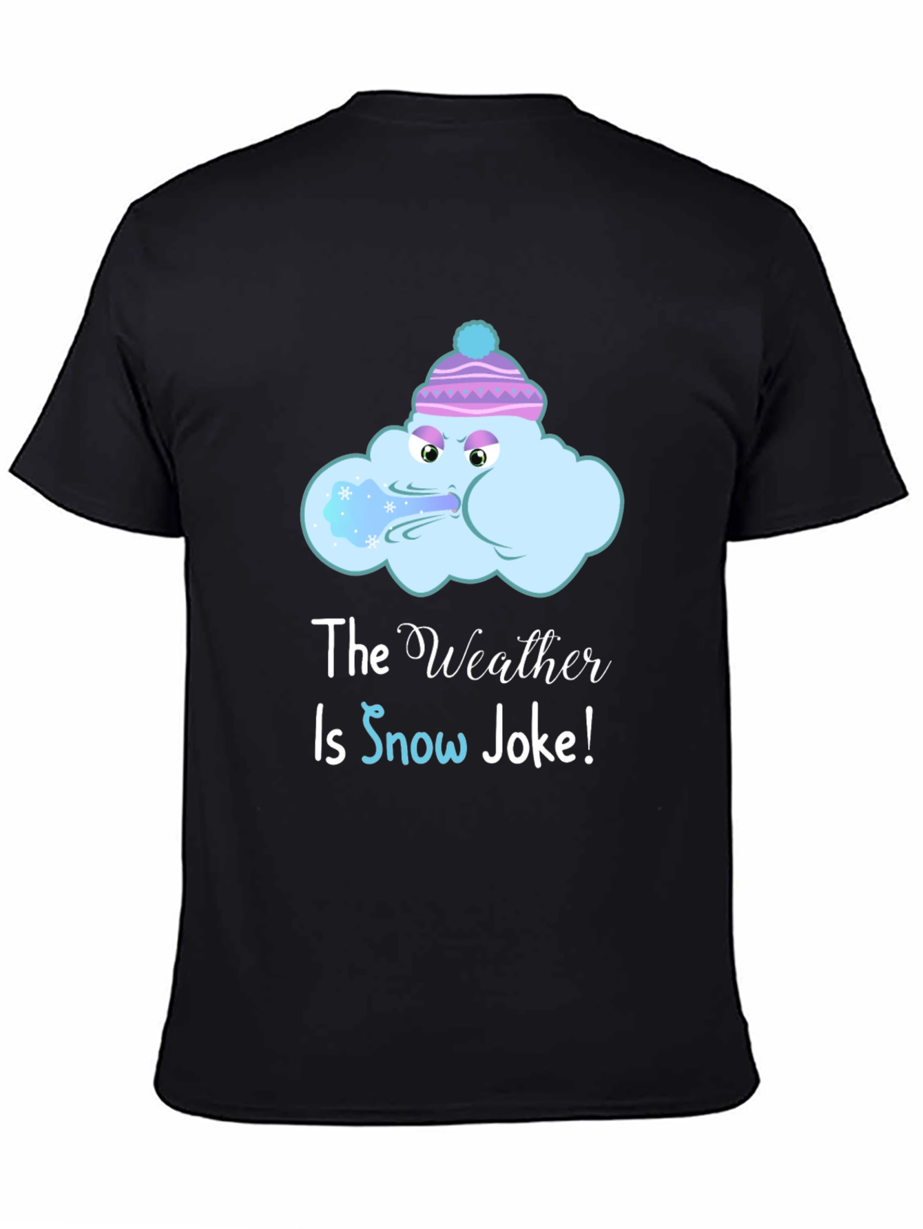 Black Funny Winter Weather T-Shirt - Snow Joke Graphic Tee view 4