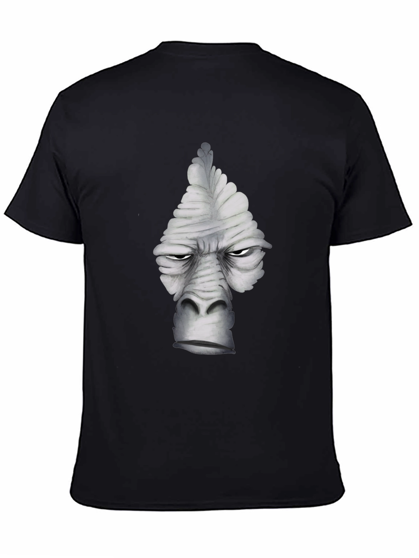 Black Cool Gray Gorilla Face Graphic T-Shirt view 4