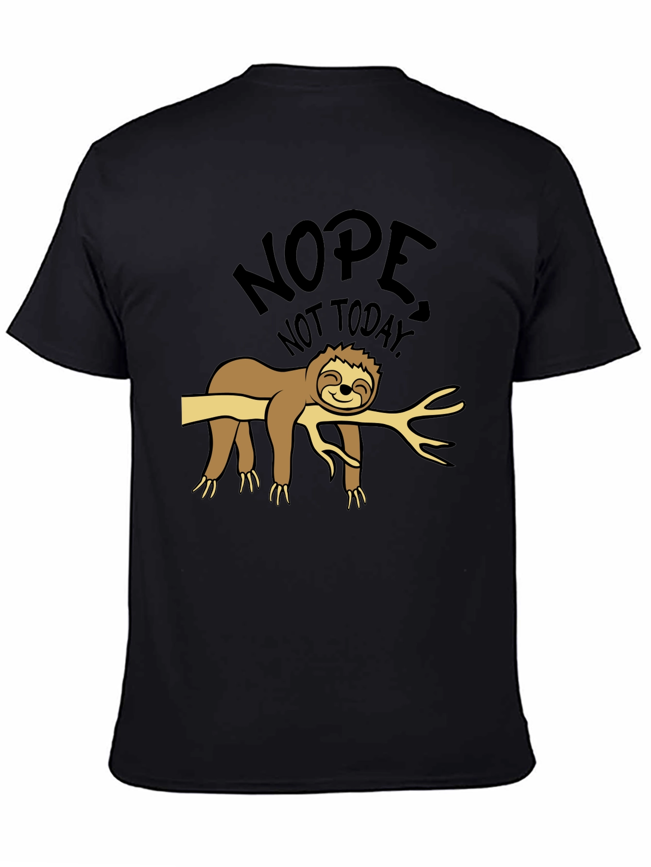 Black Nope Not Today Sloth Graphic T-Shirt view 4
