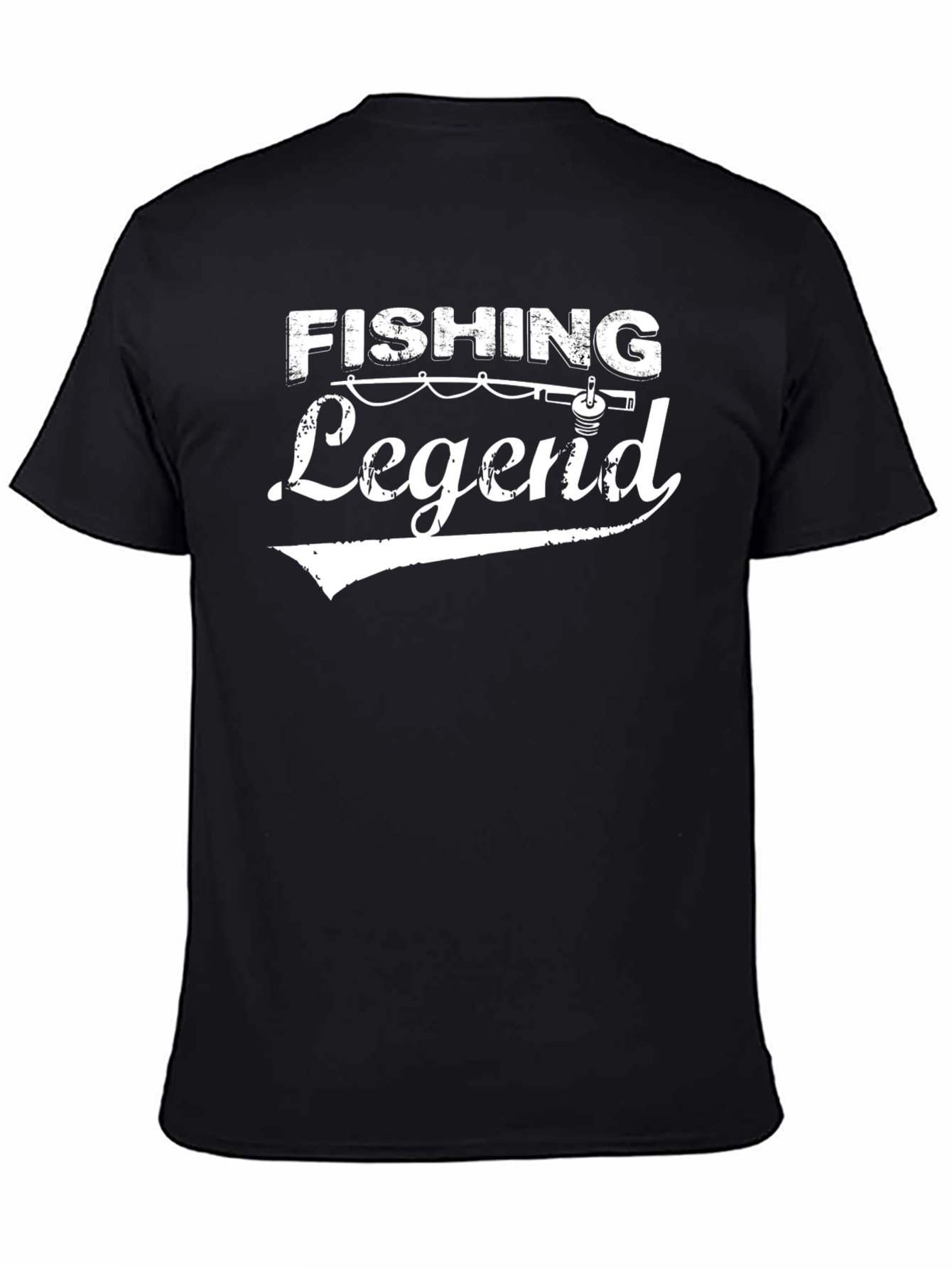 Black Fishing Legend Graphic Tee - Black Cotton T-Shirt view 4