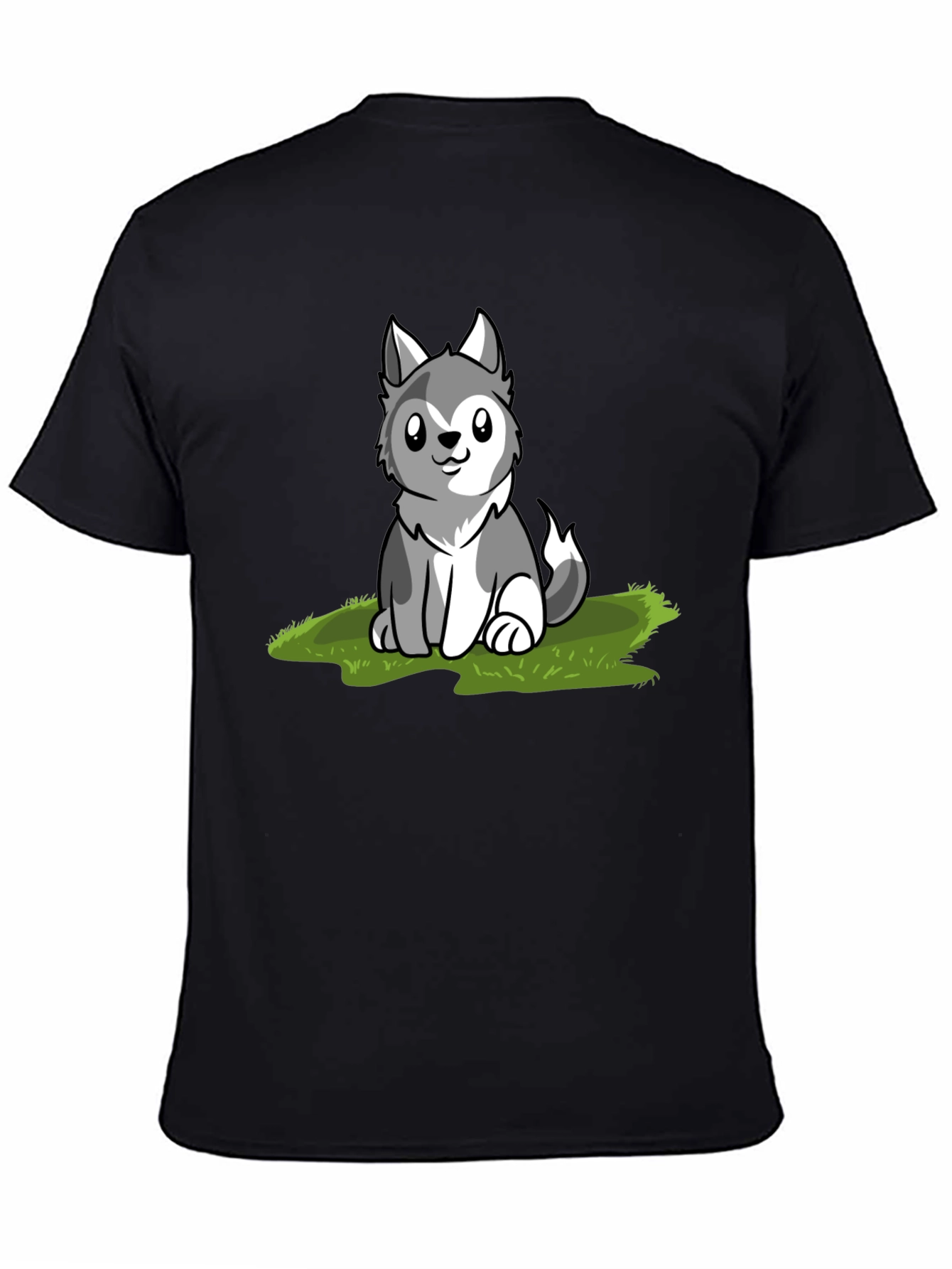Black Cute Husky Puppy Graphic T-Shirt view 4