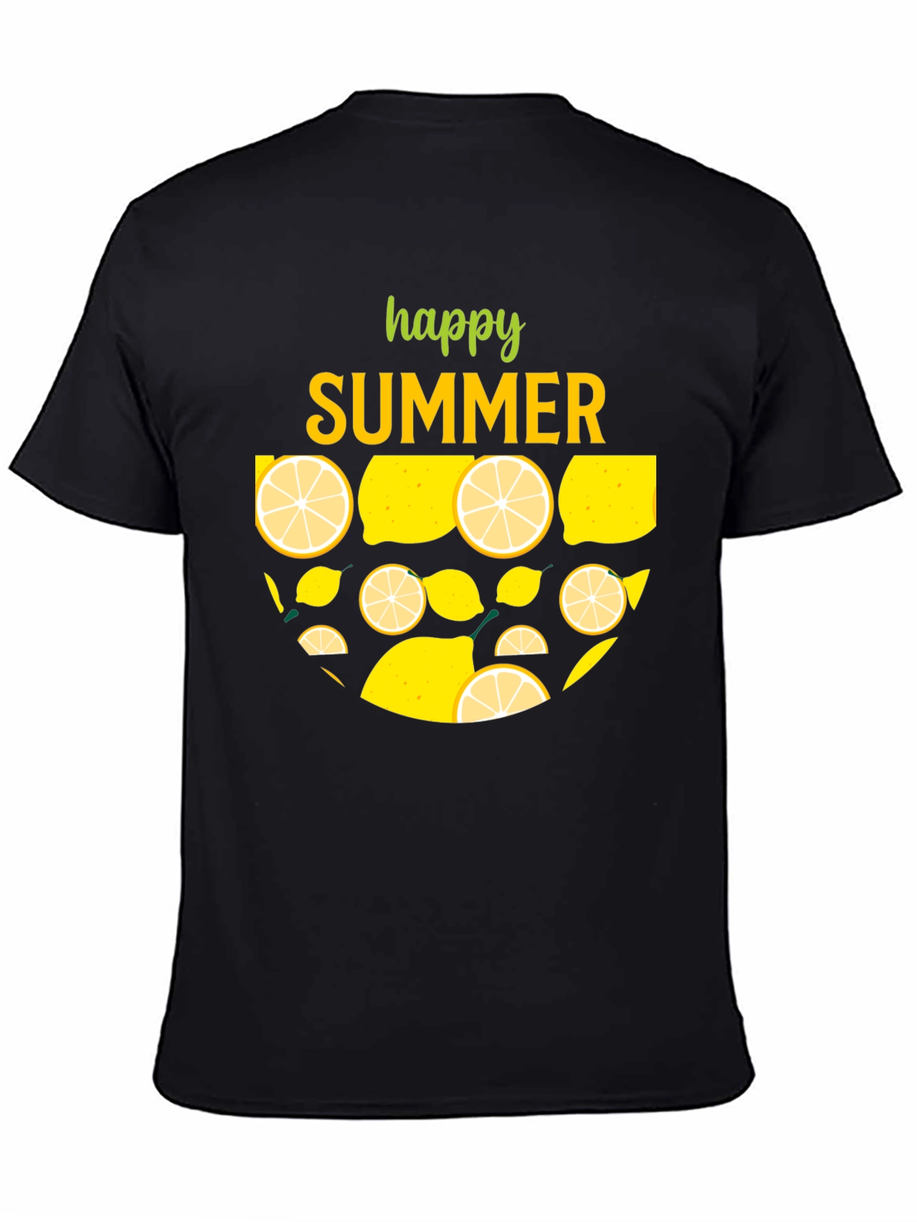 Black Happy Summer Lemon Graphic T-Shirt view 4