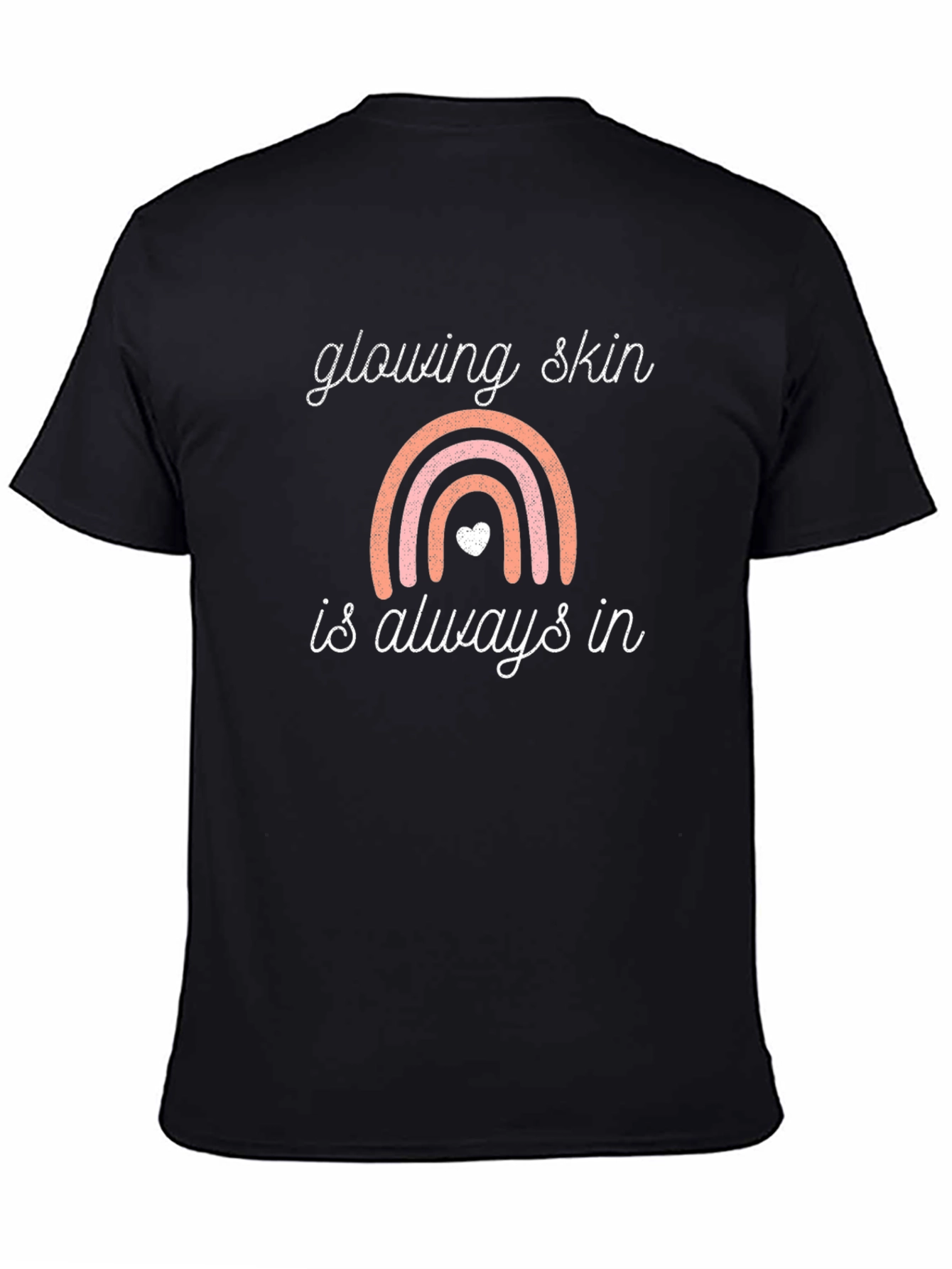 Black Glowing Skin T-Shirt: Rainbow Design Black Tee view 4