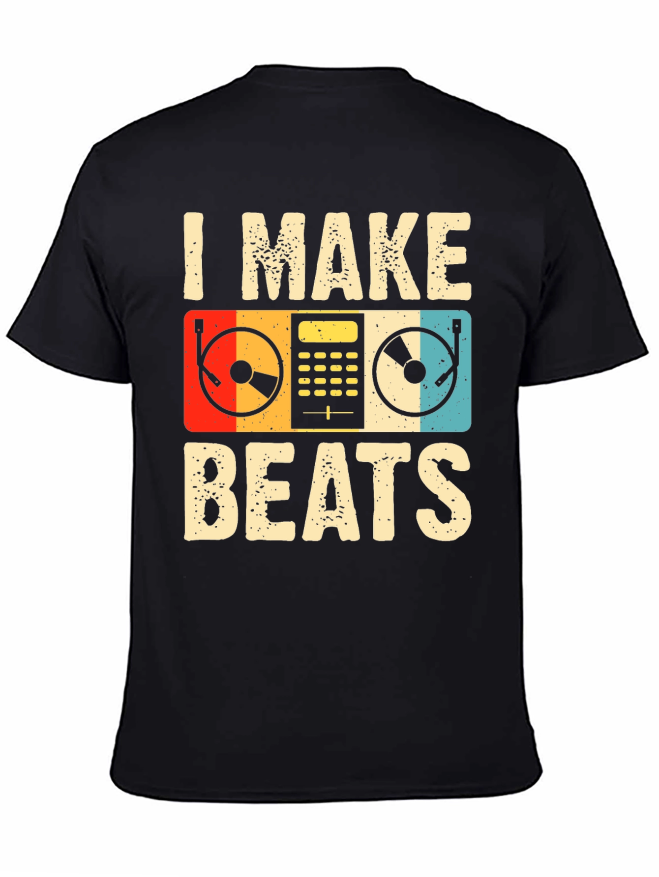 Black I Make Beats Retro Graphic Tee - DJ Music Lover T-Shirt view 4