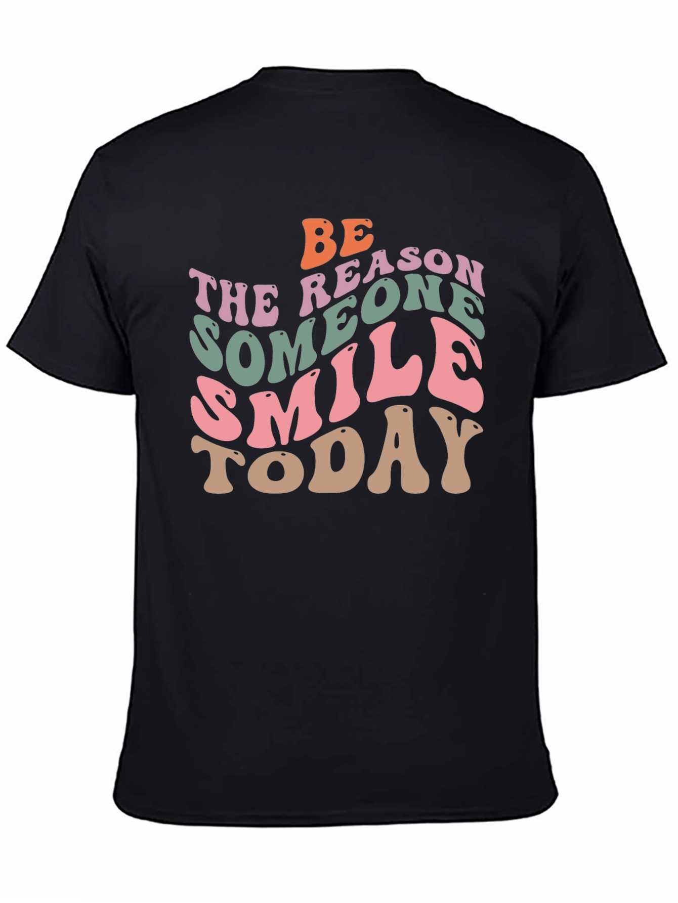 Black Retro Graphic T-Shirt: Be the Reason Someone Smiles Today view 4