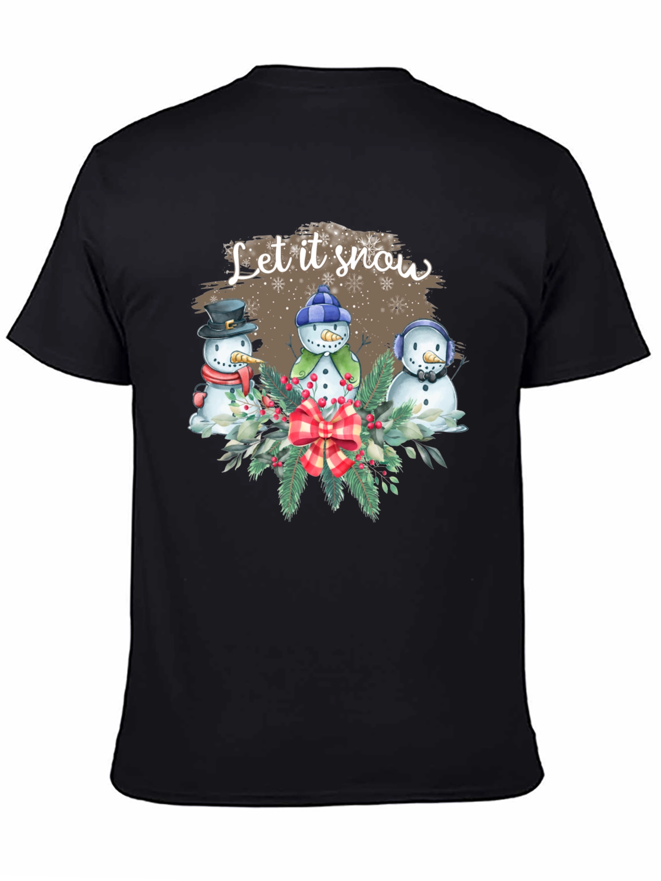 Black Festive 'Let it Snow' Holiday Graphic Tee view 4