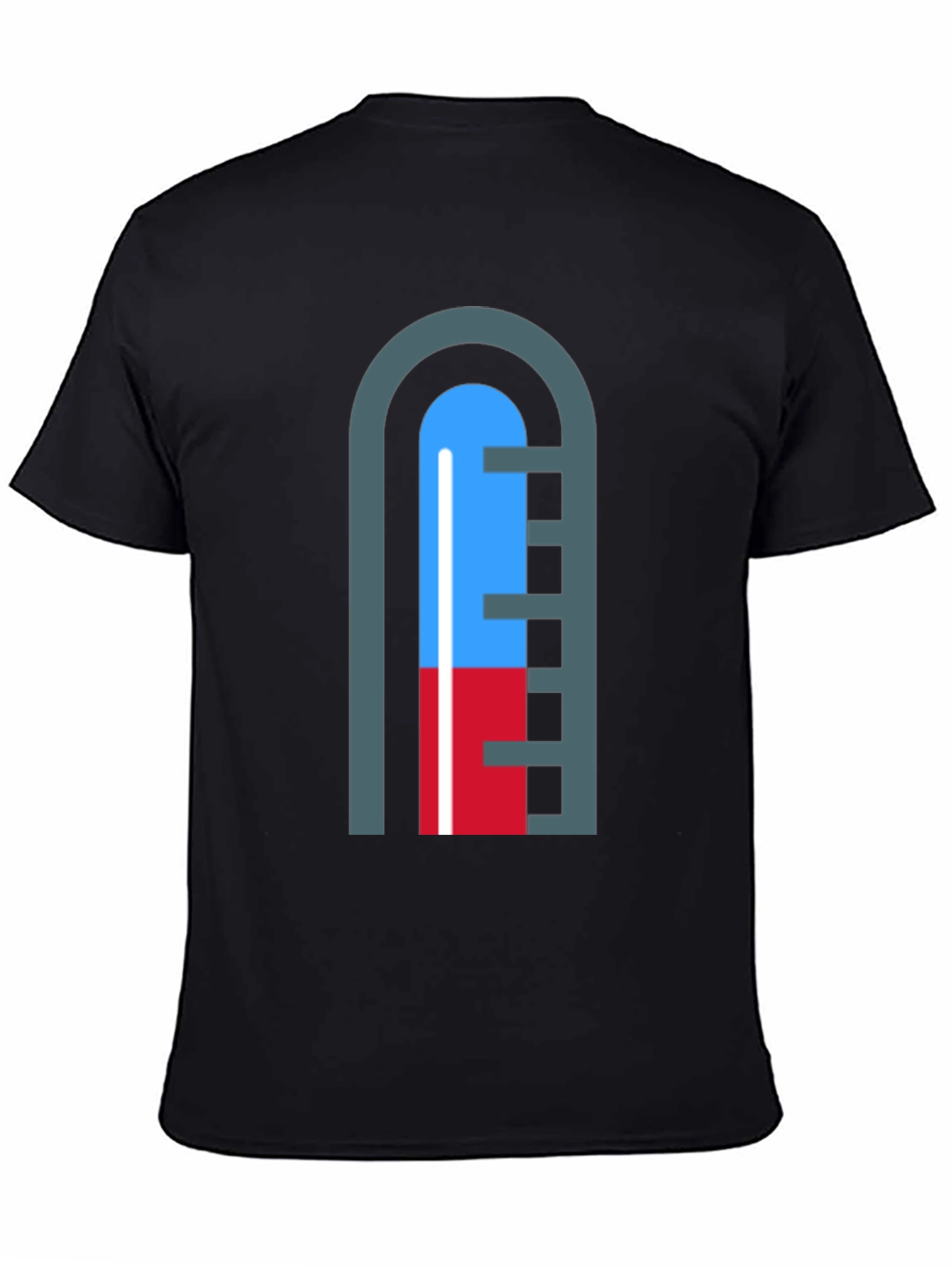 Black Unique Graphic Thermometer Tee - Black Cotton Shirt view 4