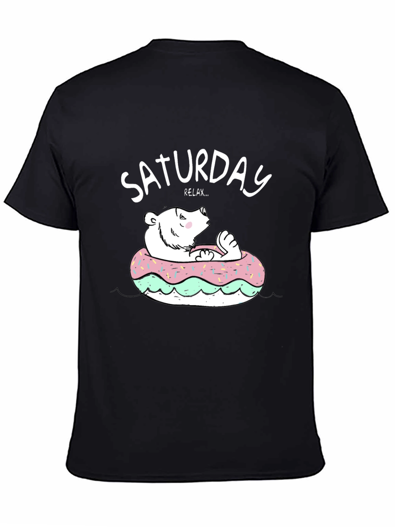 Black Saturday Relax Bear Donut T-Shirt view 4