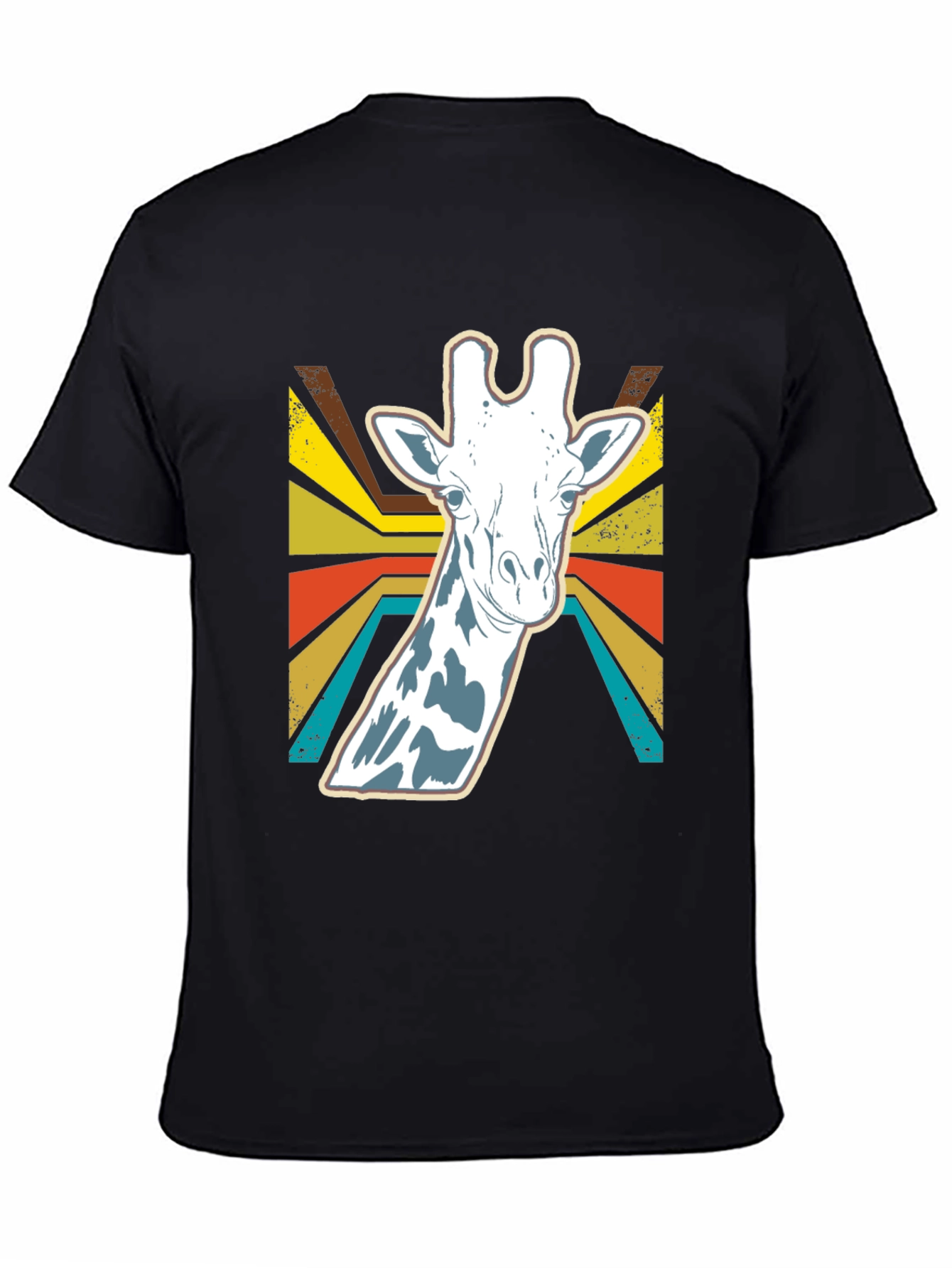 Black Retro Giraffe Graphic Tee - Stylish Animal Print Shirt view 4