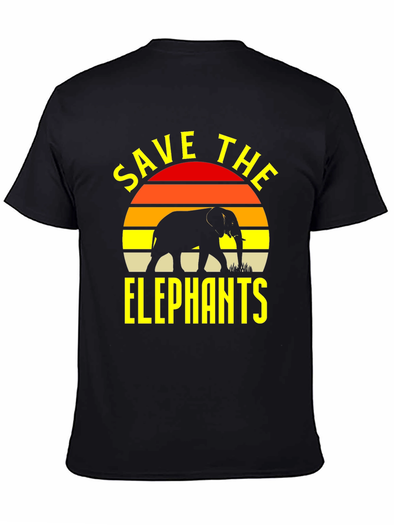 Black Save The Elephants T-Shirt Black Wildlife Conservation Tee view 4