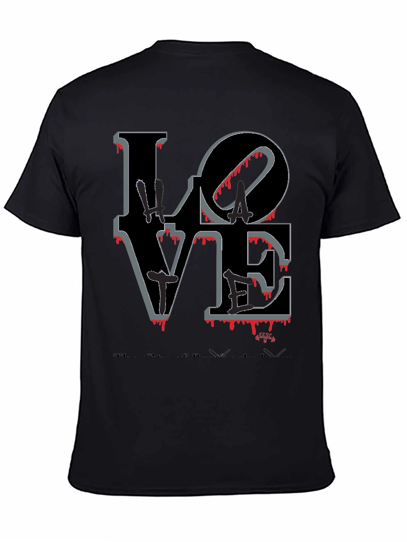 Black Bloody Love Graphic T-Shirt - Men's Crew Neck Tee view 4